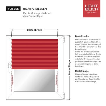 Plissee nach Maß Klemmfix, ohne Bohren, verspannt, Verdunkelung - Weiß, LICHTBLICK ORIGINAL, verdunkelnd, inkl. Klemmträger, Klemmbar, klemmen