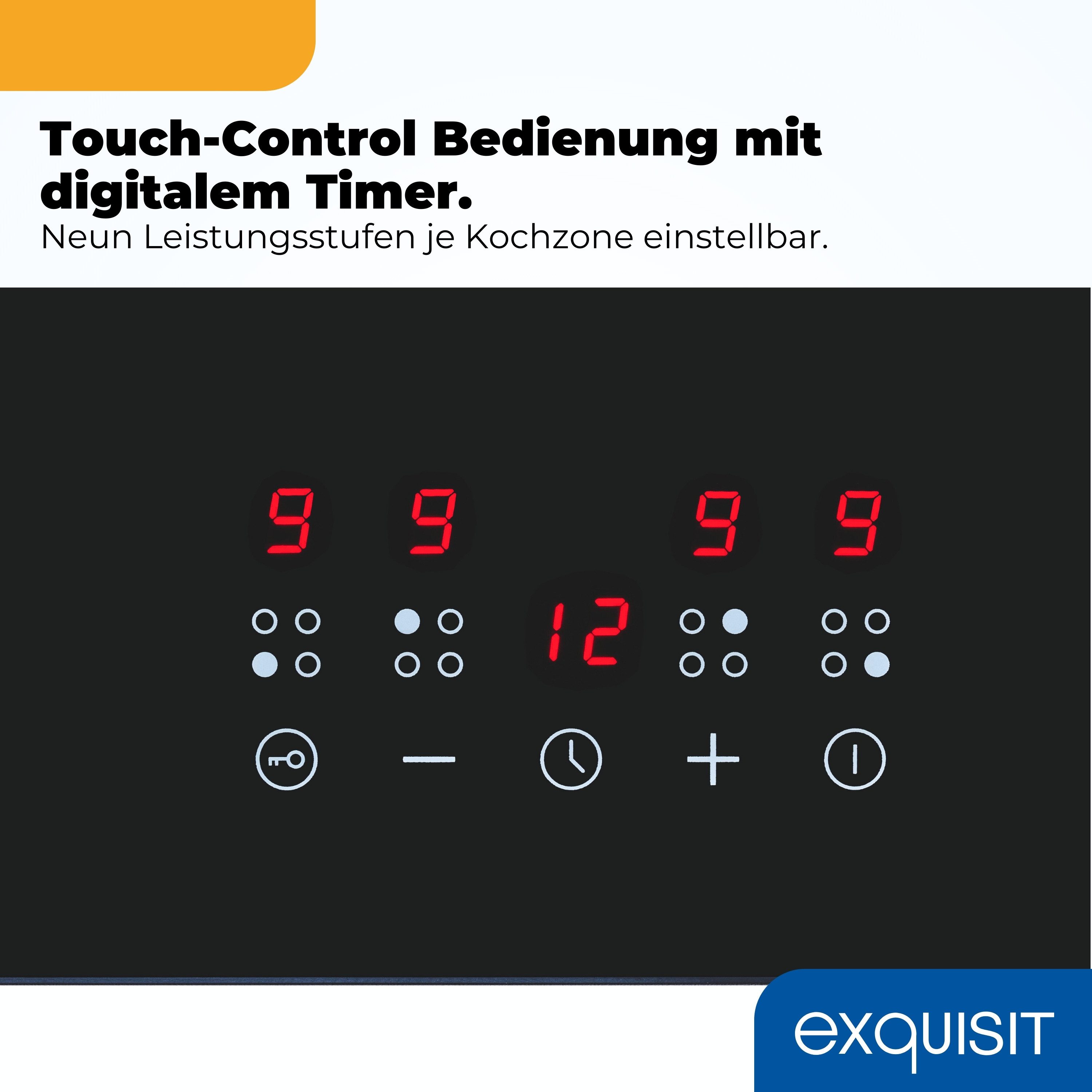 exquisit Elektro-Kochfeld EKC600-490, Glaskeramikkochfeld mit Restwärmeanzeige für mehr Sicherheit – Bild 4 von 5