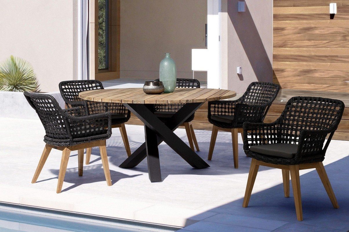 Natur24 Gartentisch Tisch Gartentisch Brandon 150x150x77,5cm Teakholz