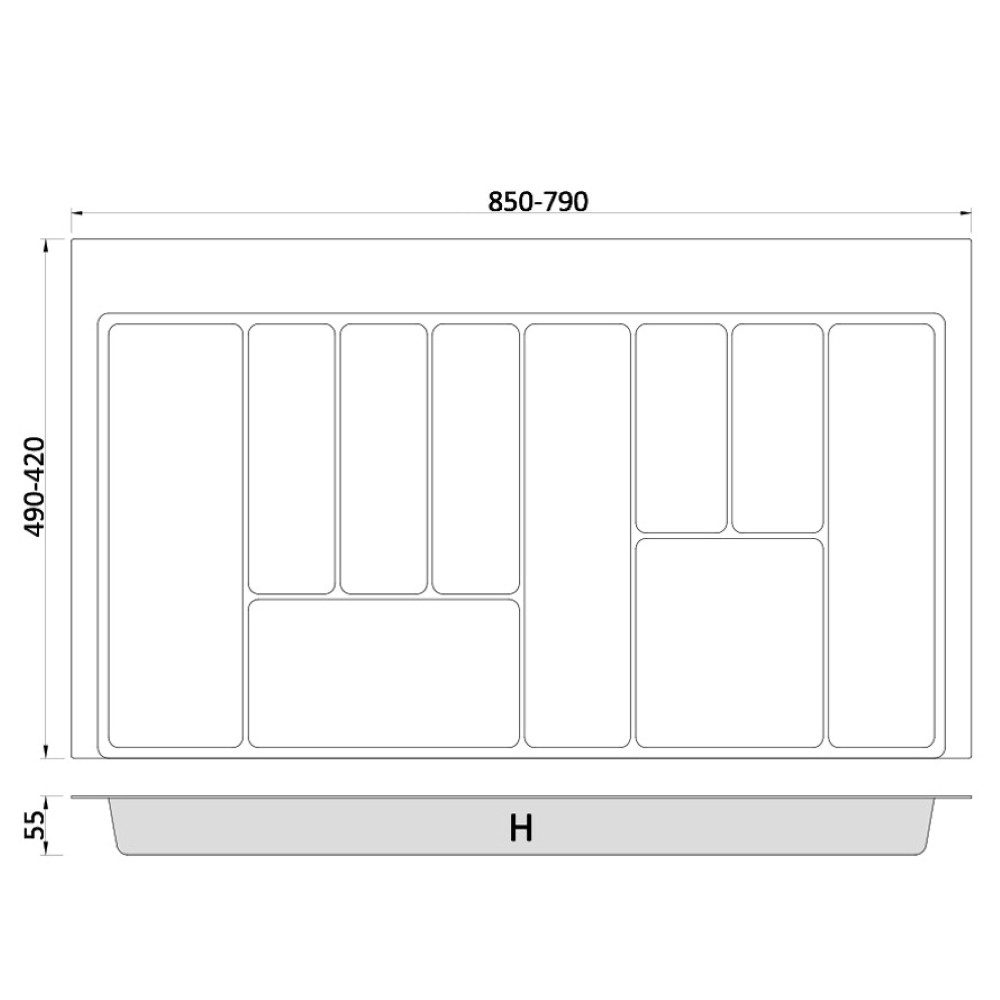 Prima-Online Besteckkasten Besteckkasten 90 cm Weiß Graphit Schubladeneinsa günstig online kaufen