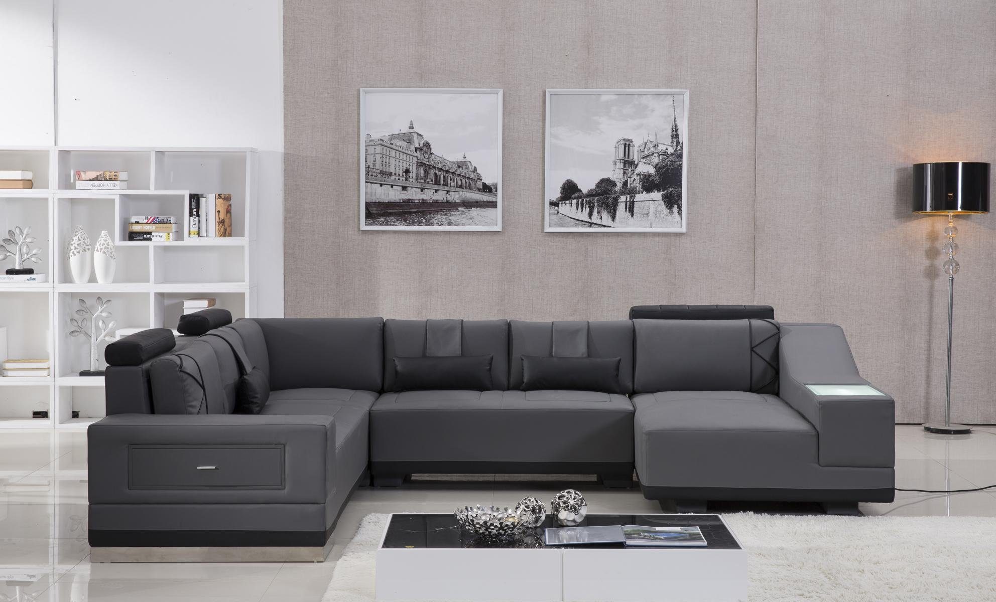 in Made Big Sofa Ledersofa JVmoebel XXL Europe Couch, Wohnlandschaft Ecksofa U Ecksofa Form