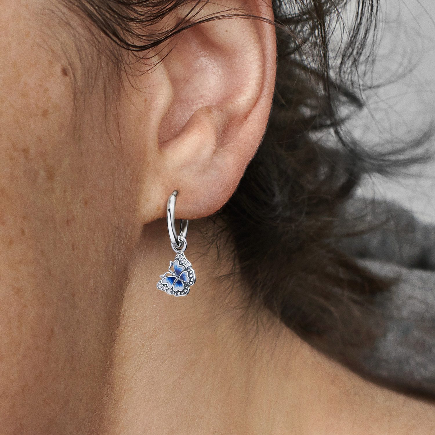Pandora Paar Creolen Silber e Blauer günstig online kaufen