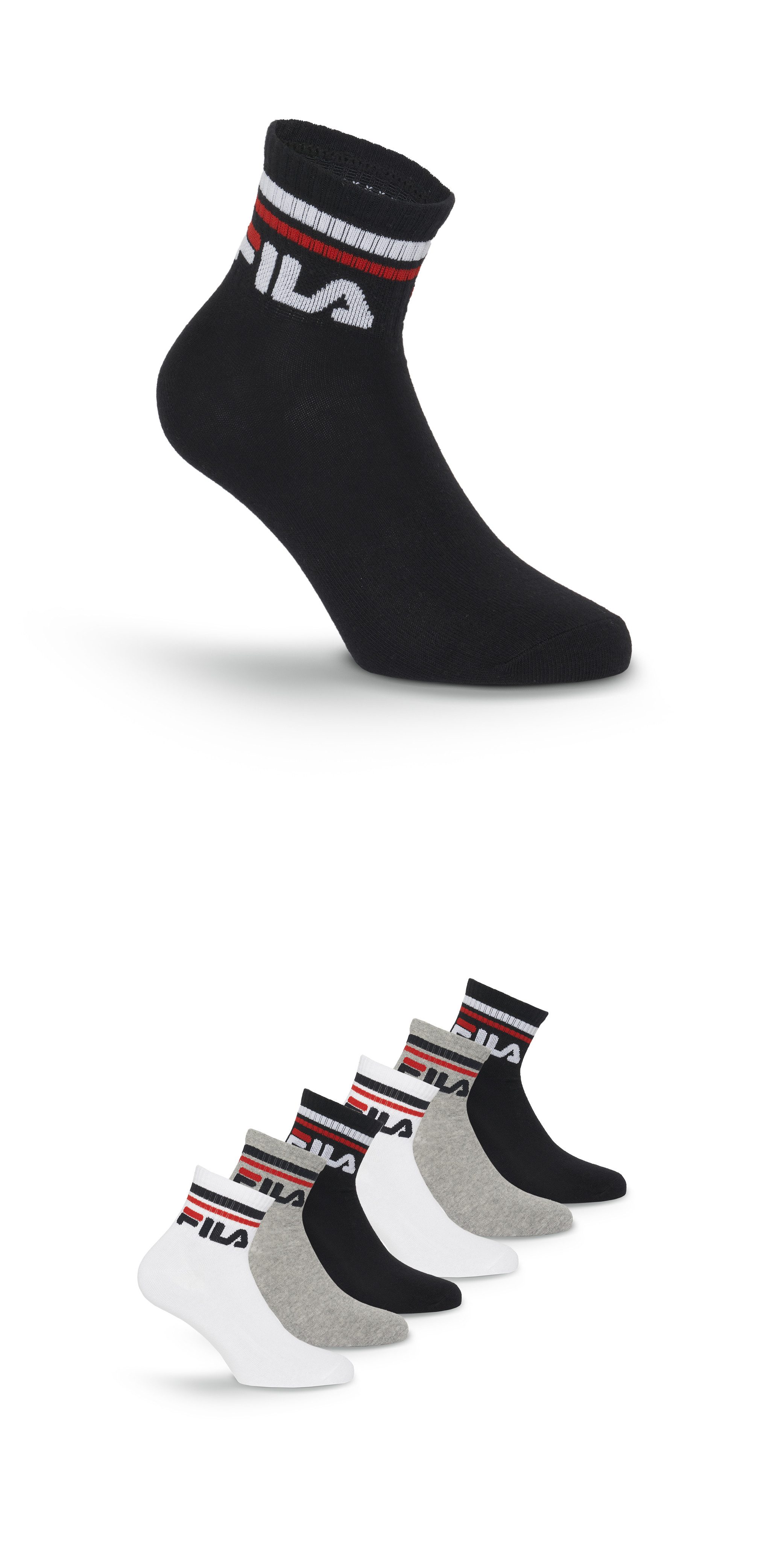 Fila Kurzsocken UNISEX QUARTER PLAIN SOCKS (6-Paar) mit Logo-Schriftzug