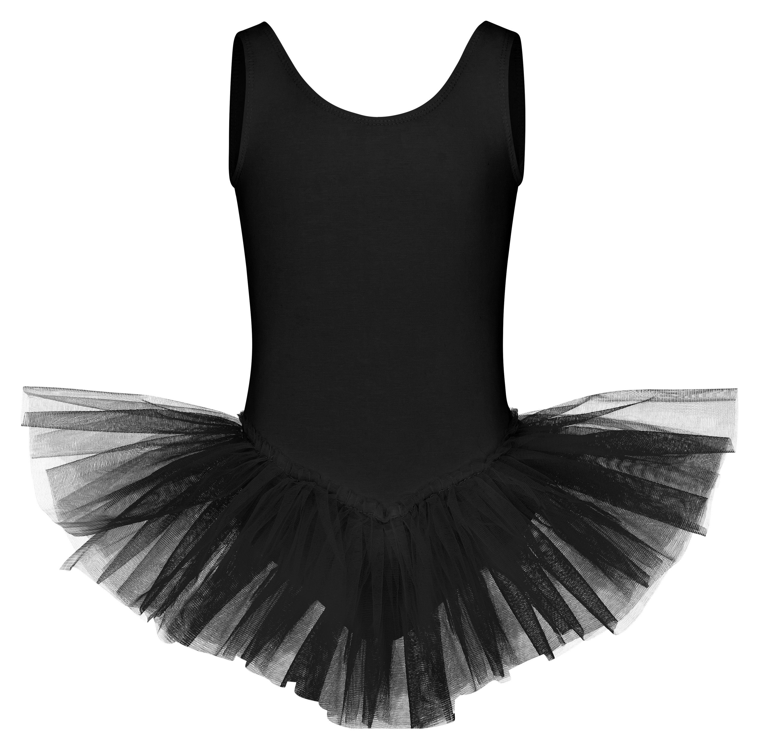 tanzmuster Tüllkleid Ballett Tutu Anabelle für Mädchen Ballettkleid aus weicher Baumwolle, ärmellos schwarz