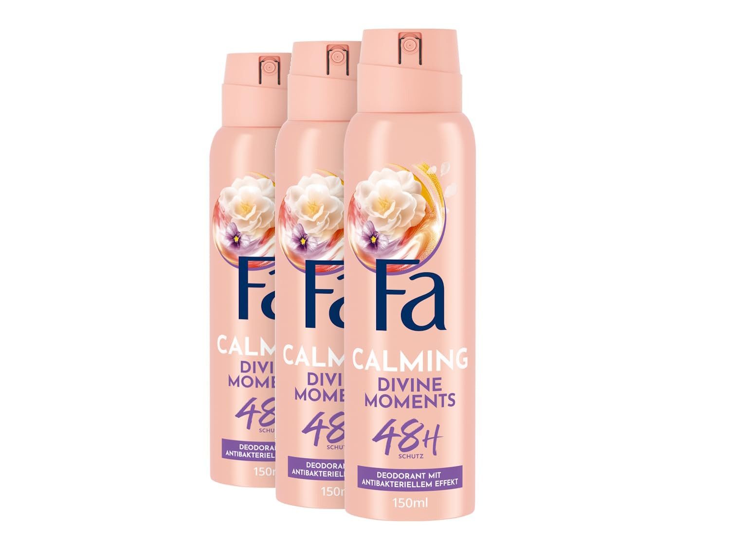 FA Deo-Spray 3x FA Deospray Divine Moments 150ml, 3-tlg., mit dem Duft von wilder Kamelienblüte
