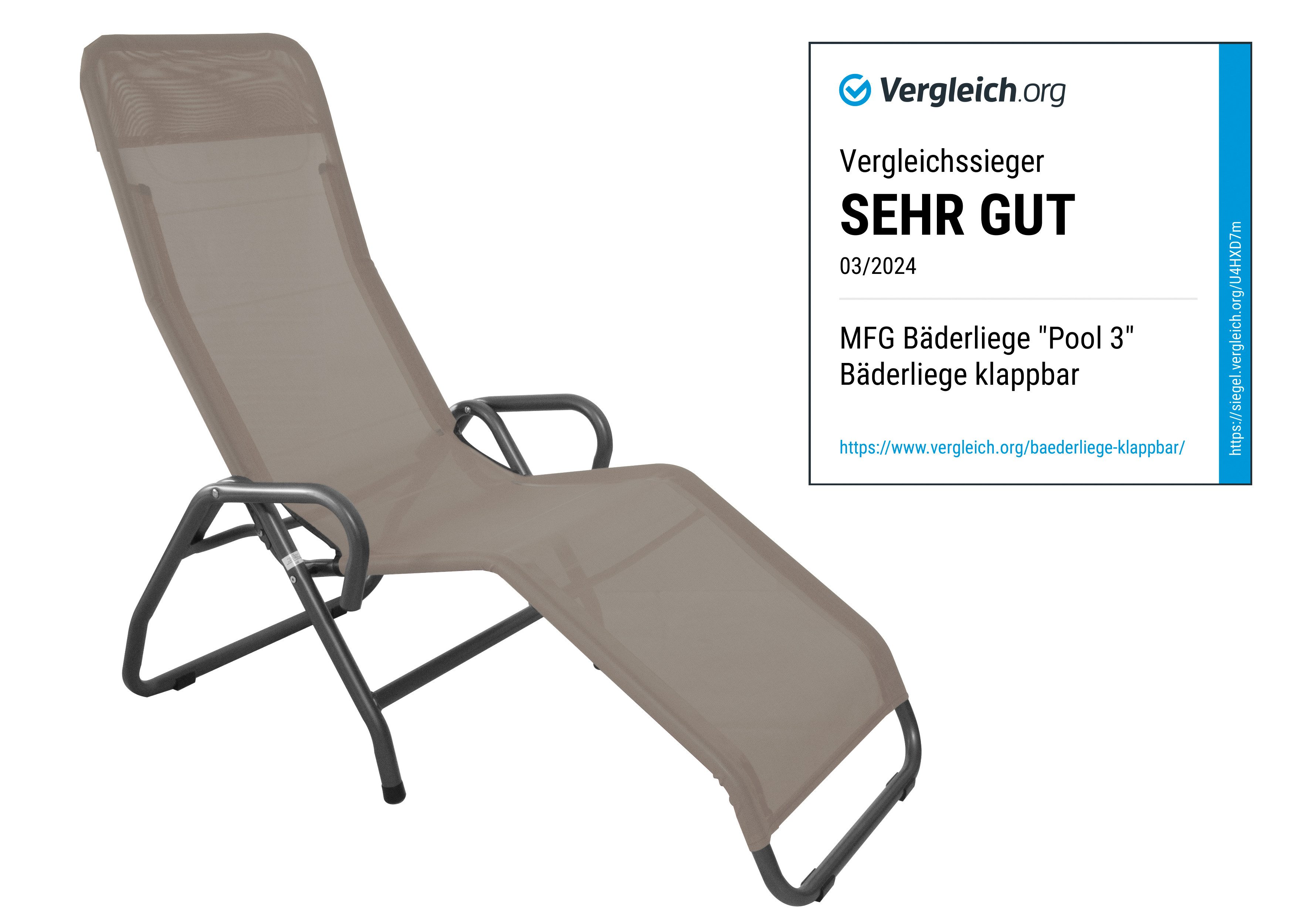 MFG Freizeitmöbel Gartenliege MFG Bäderliege "Pool 3", anthrazit/taupe, kla günstig online kaufen