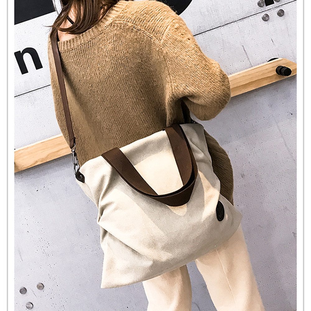 nsihing Schultertasche Damen Groß Canvas Handtasche Casual Multifunktionale Umhängetaschen, für Arbeit Schule Shopper Lässige täglich – Bild 5 von 5