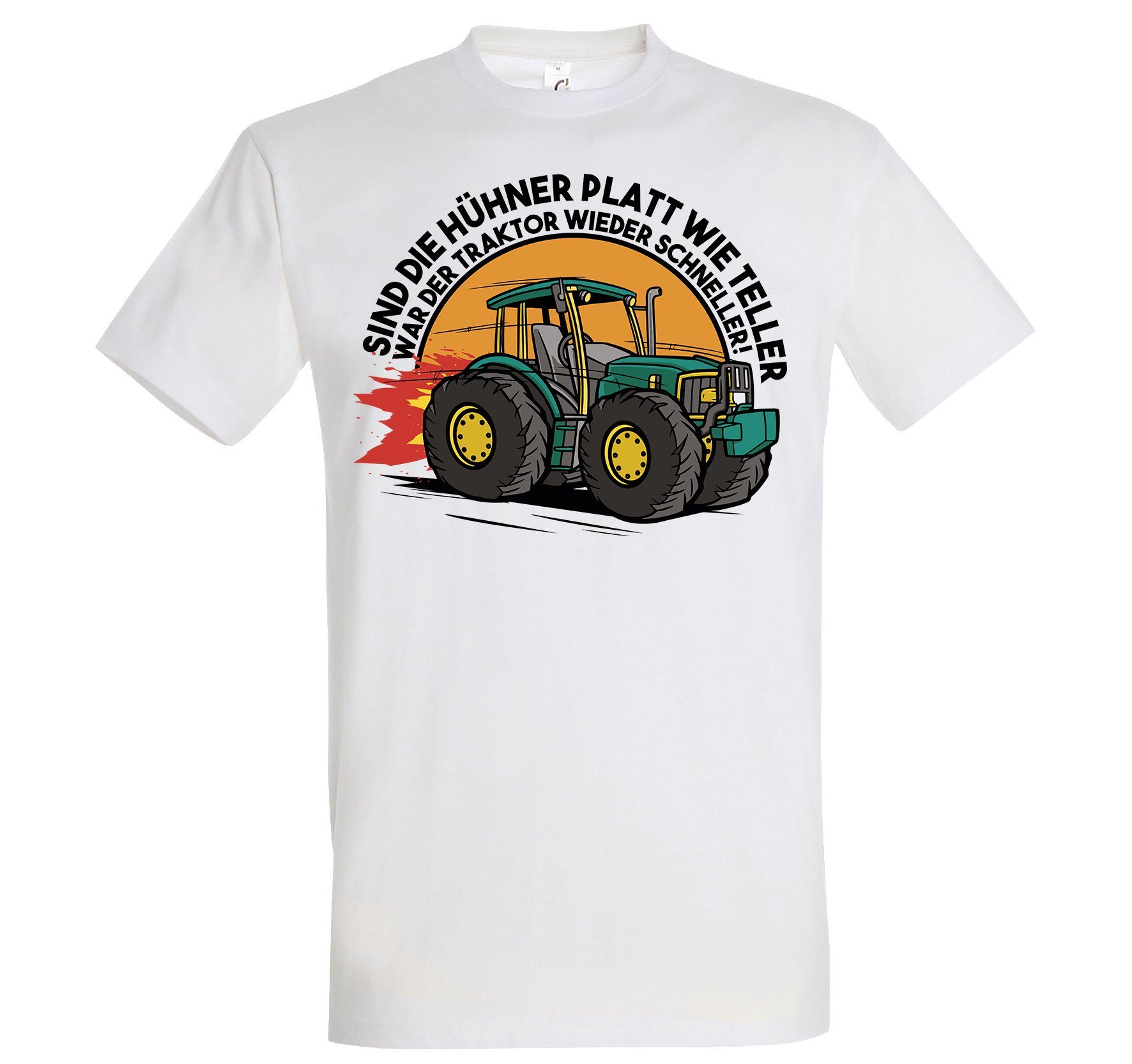 Herren Farmer Designz mit Frontprint Youth Weiß trendigem Shirt Traktor T-Shirt