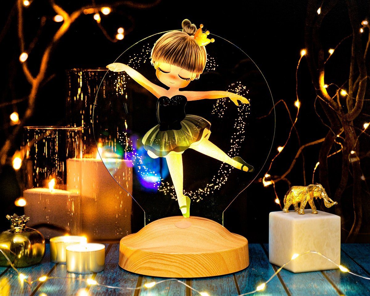 Geschenkelampe LED 3D Balletttänzerin, Leuchte Ballerina für Geburtstagsgeschenk 7 integriert, Weihnachtsgeschenk Farben Mädchen, UV Nachttischlampe Druck Geschenk fest Nachtlicht