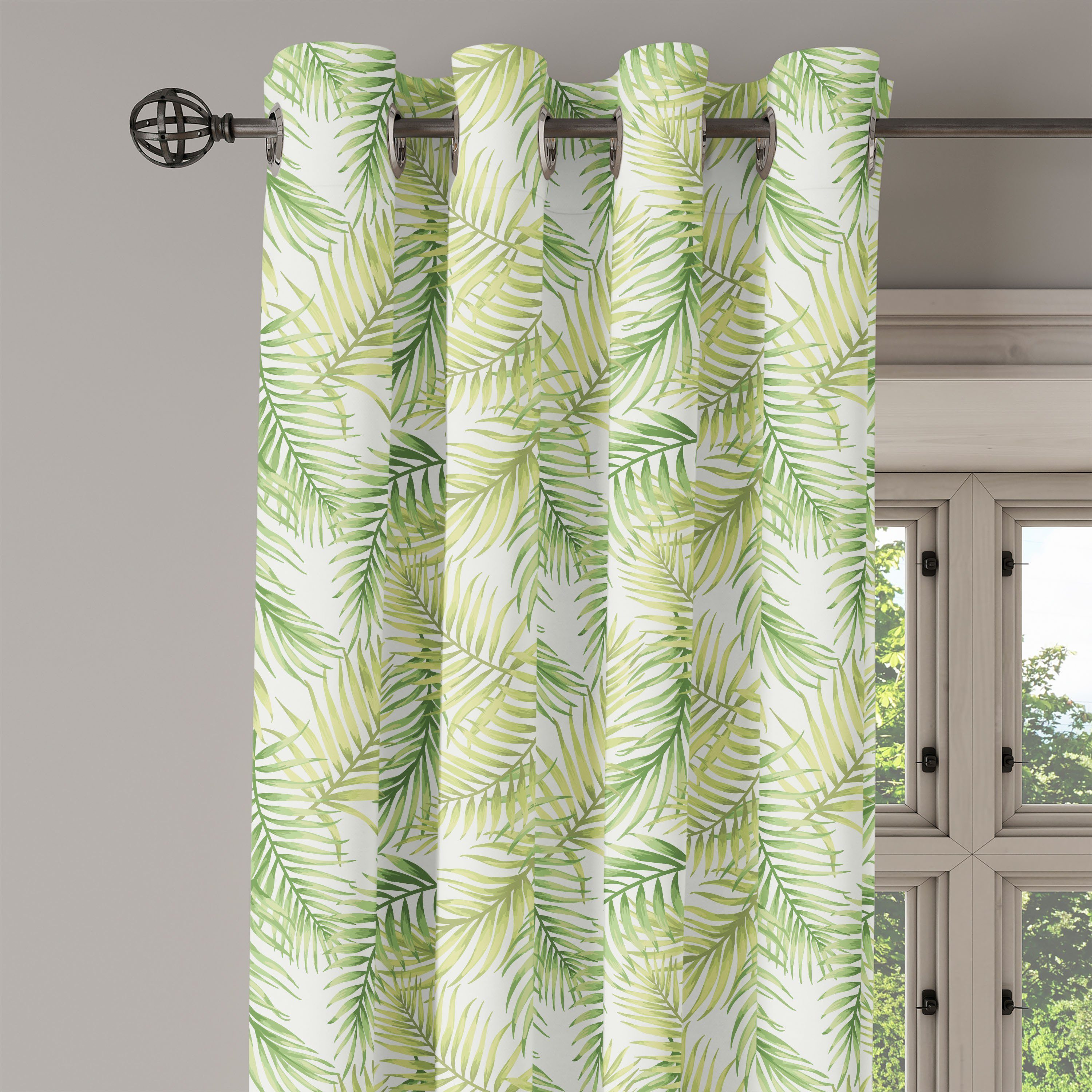 Dekorative Schlafzimmer Abakuhaus, für frische Gardine Umwelt Wohnzimmer, Palmblatt 2-Panel-Fenstervorhänge