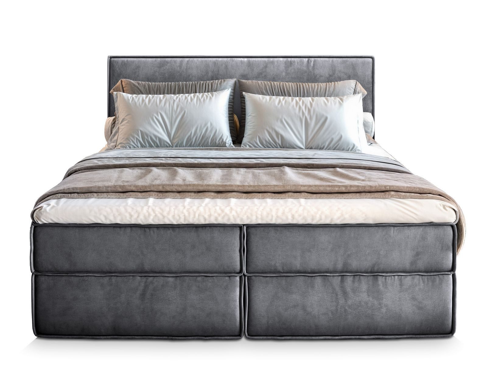 Masseno Boxbett PELLIO 160x200 cm mit Bonell Matratze und Topper, Doppelbett, Polsterbett mit Kopfteil, Boxspringbett – Bild 5 von 5