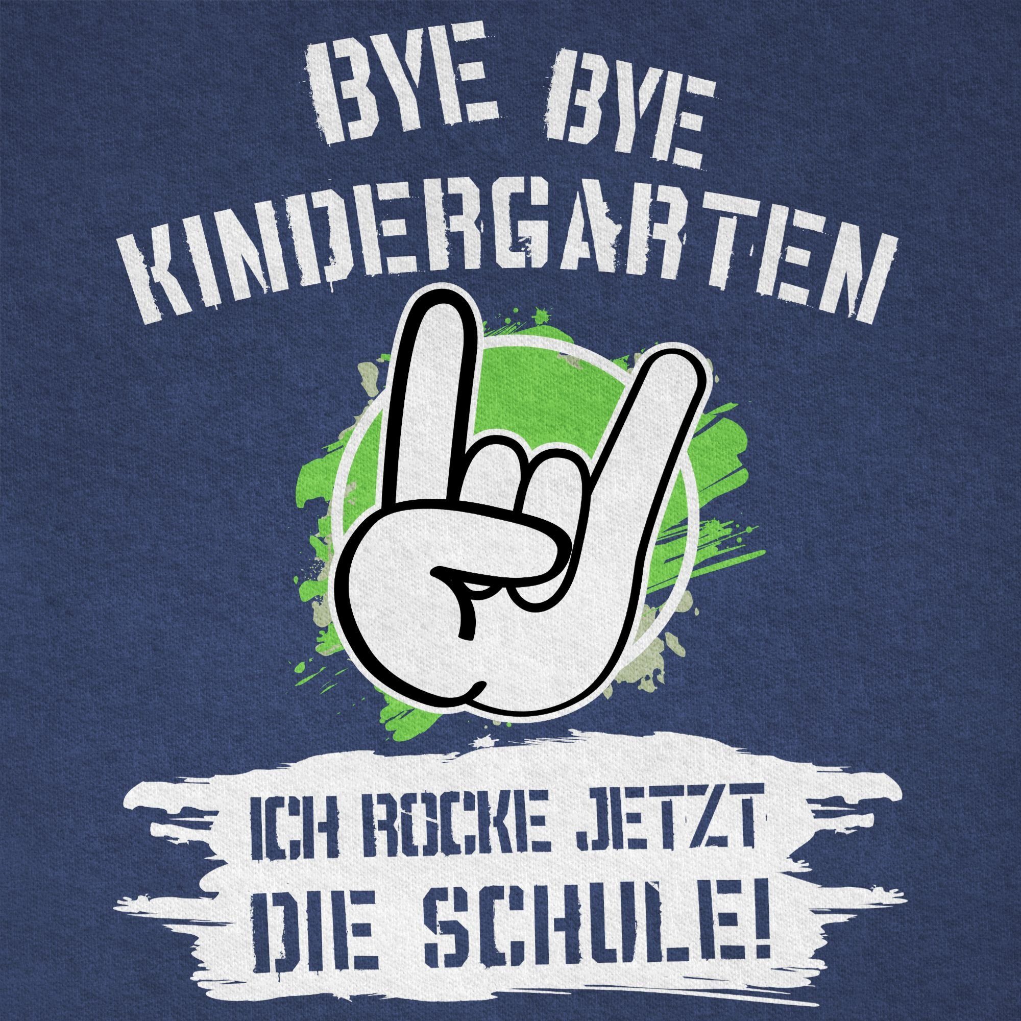 Meliert Dunkelblau T-Shirt Kindergarten Einschulung Schule 03 Geschenke Junge die jetzt Shirtracer Bye ich Schulanfang Bye rocke