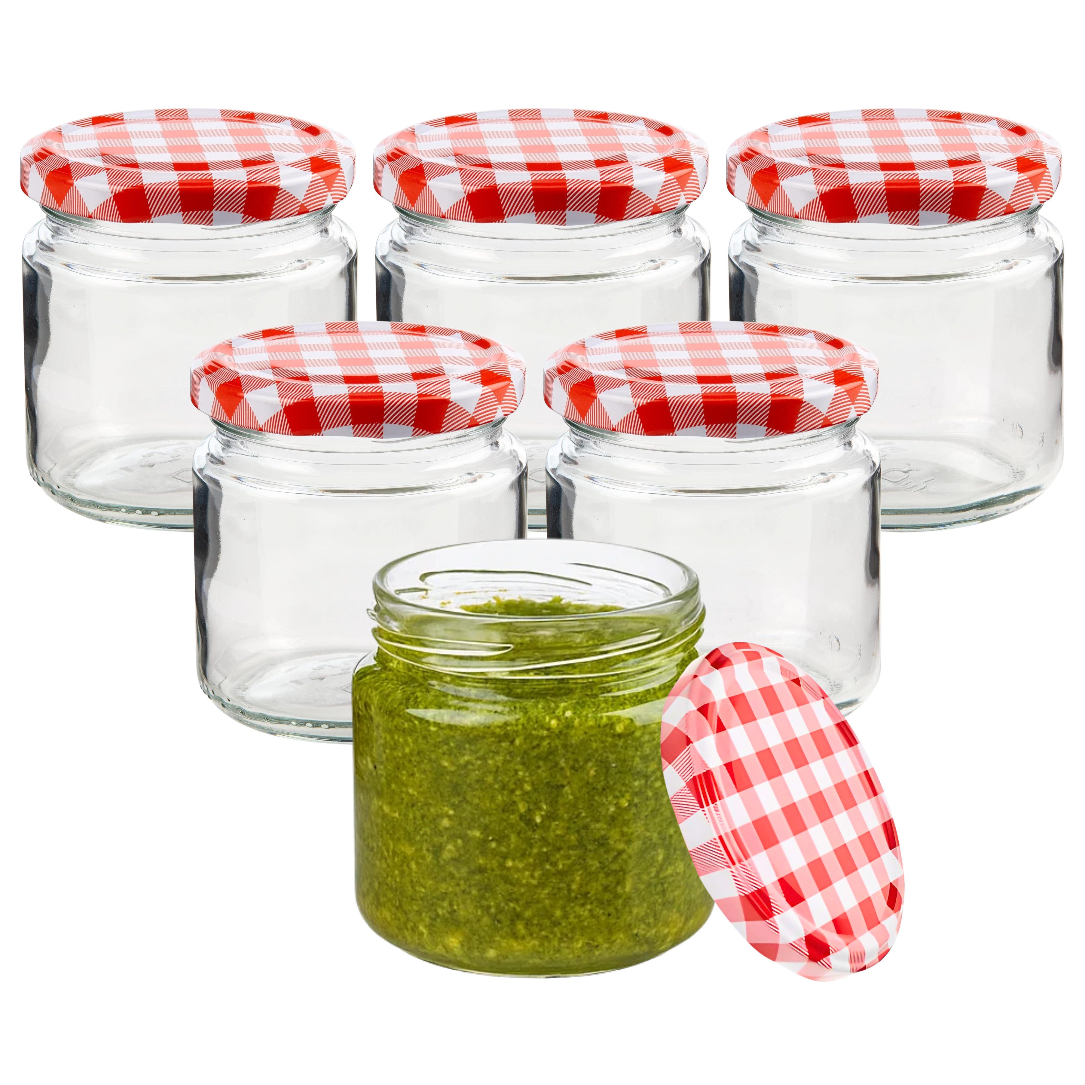 mikken Einmachglas Marmeladenglas 210 ml mit Schraubdeckel Deckel TO66, (6-tlg), zum pasteurisieren, Honigglas, Pestoglas, Vorratsglas
