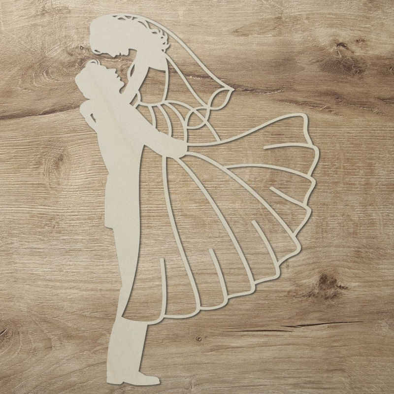 Namofactur 3D-Wandtattoo Hochzeit Deko Brautpaar Wandbild aus Holz, Hochzeitsdekoration 'Hochzeitspaar' Wanddeko