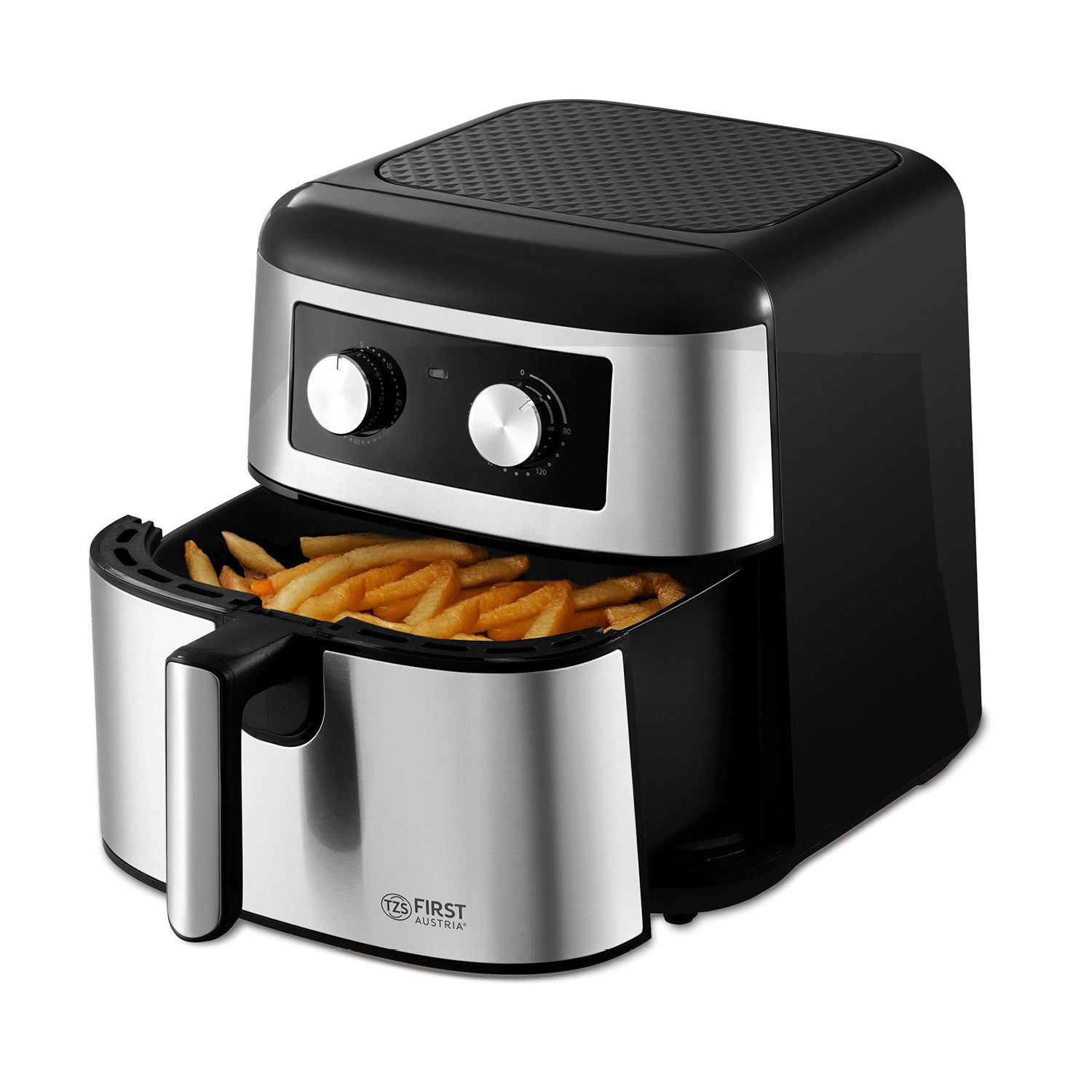 TZS FIRST AUSTRIA Heißluftfritteuse, 1700 W, Antihaftbeschichtung 1700 W Timer 60 Min Edelstahl-Heizelement