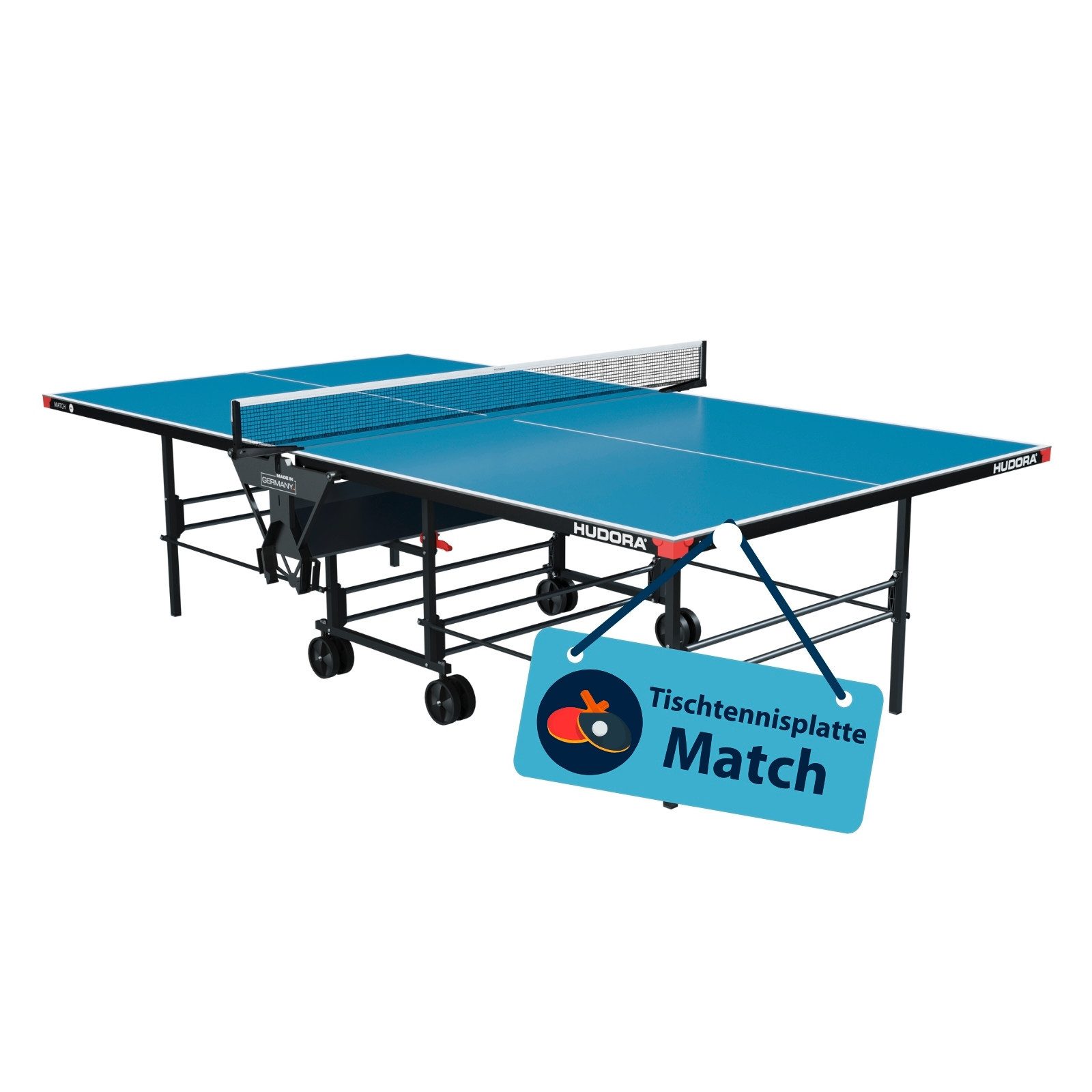 Hudora Tischtennisplatte Match, Playback-Stellung zum alleinigen Spielen, Wetterbeständig