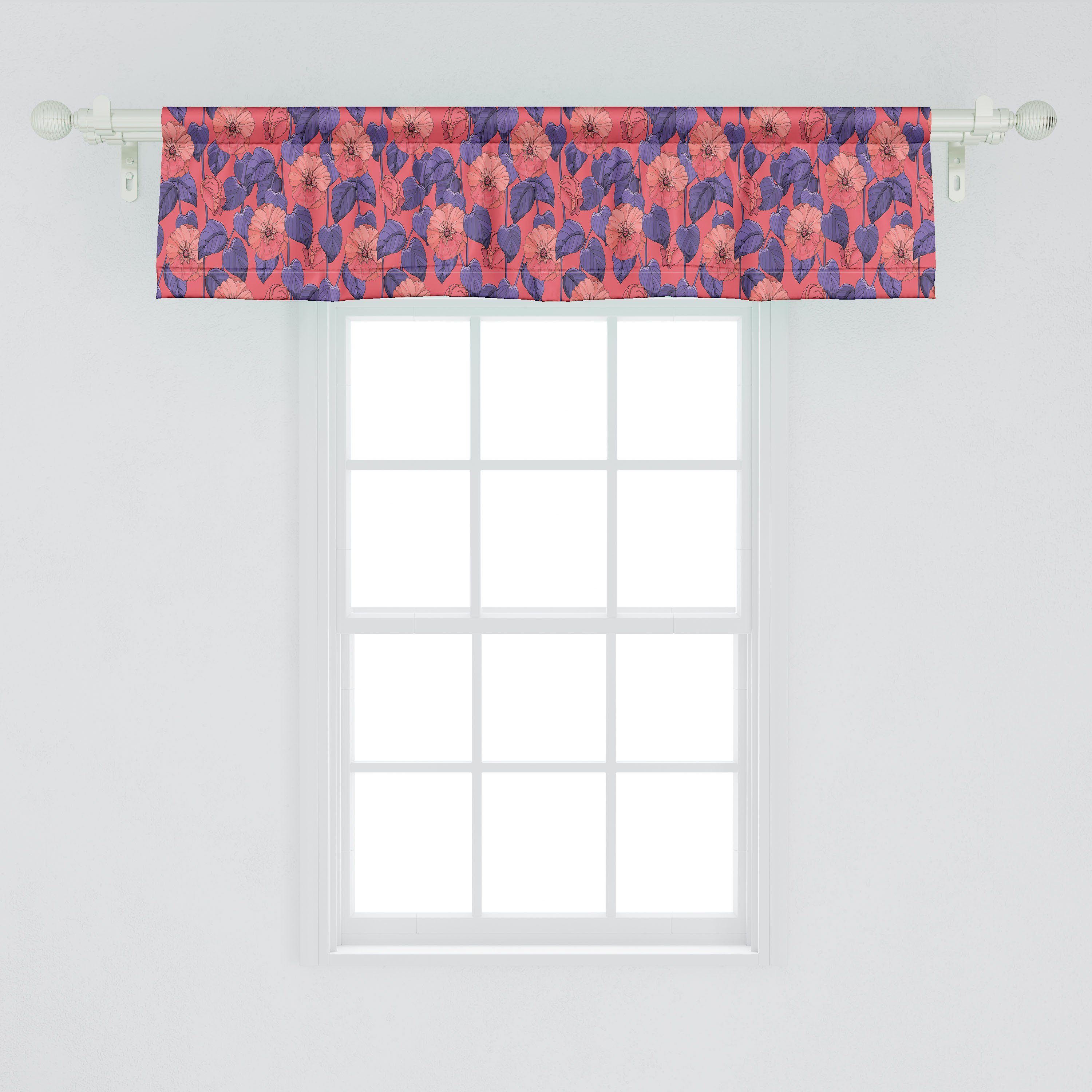 Scheibengardine Vorhang Volant Küche Muster-Kunst für Stangentasche, Schlafzimmer Abakuhaus, Microfaser, mit Wiese Blüten Blumen Dekor