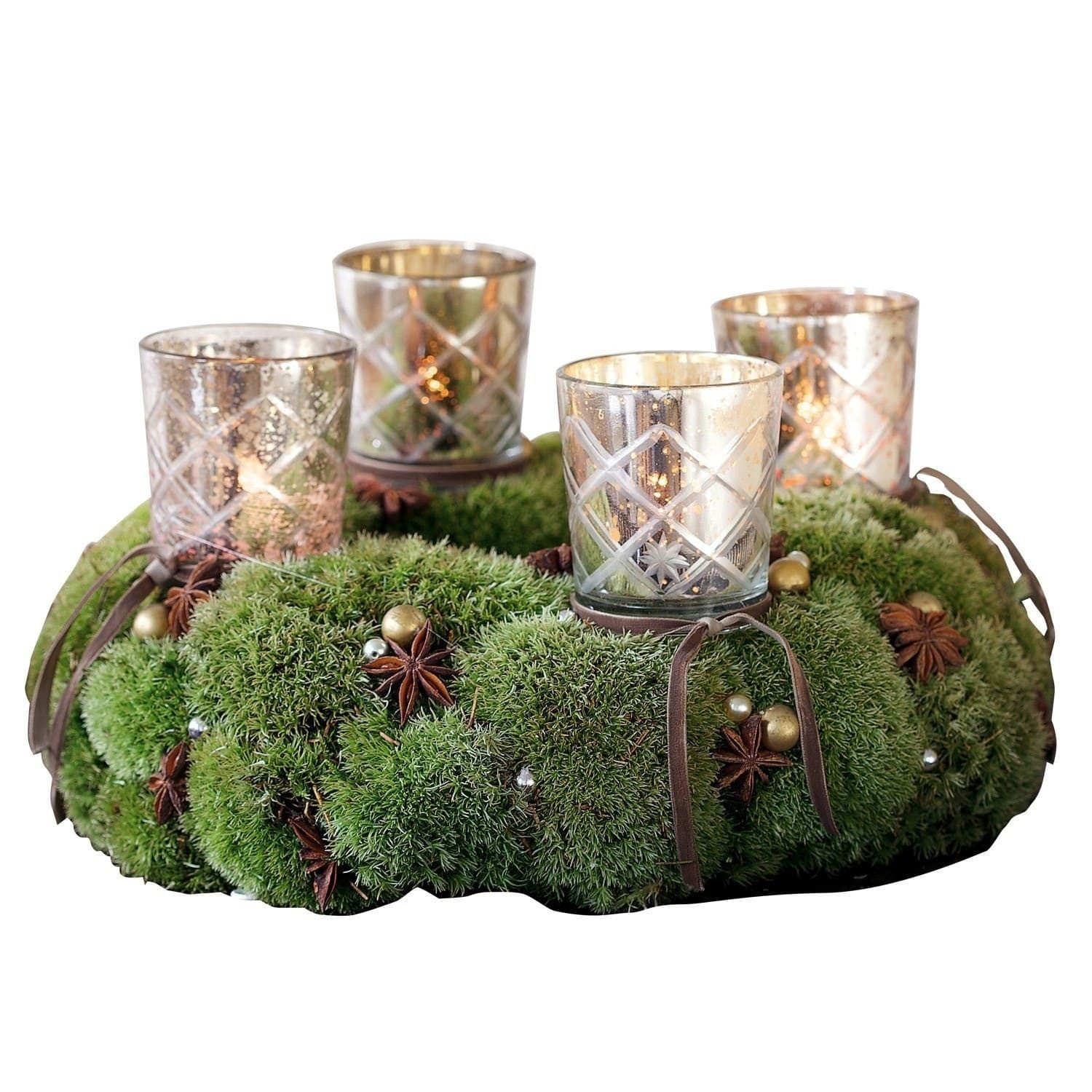 Mirabeau Adventskranz Steckwindlicht 4er Set Clara antiksilber