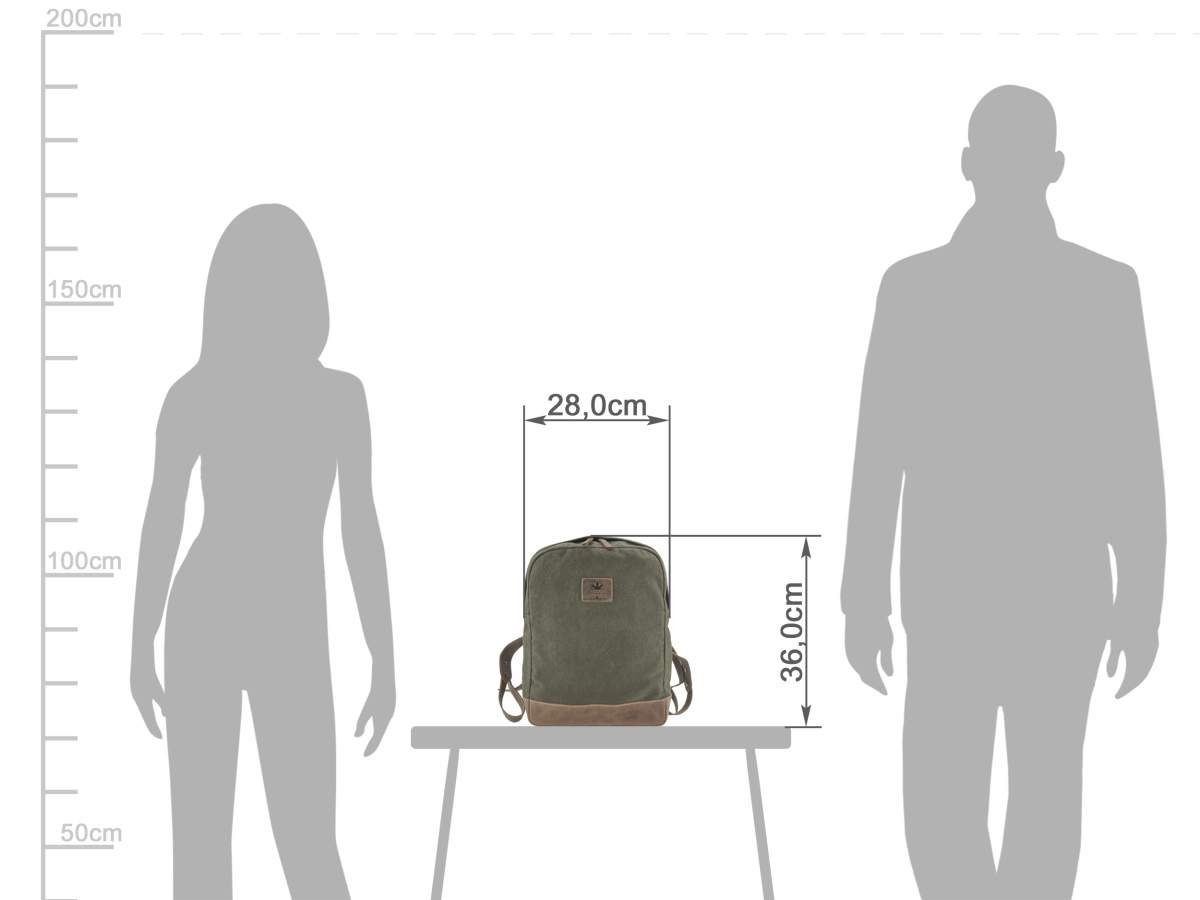 Greenburry Tagesrucksack Vintage Hemp, Rucksack, BackPack, DayPack, aus Hanf und Leder