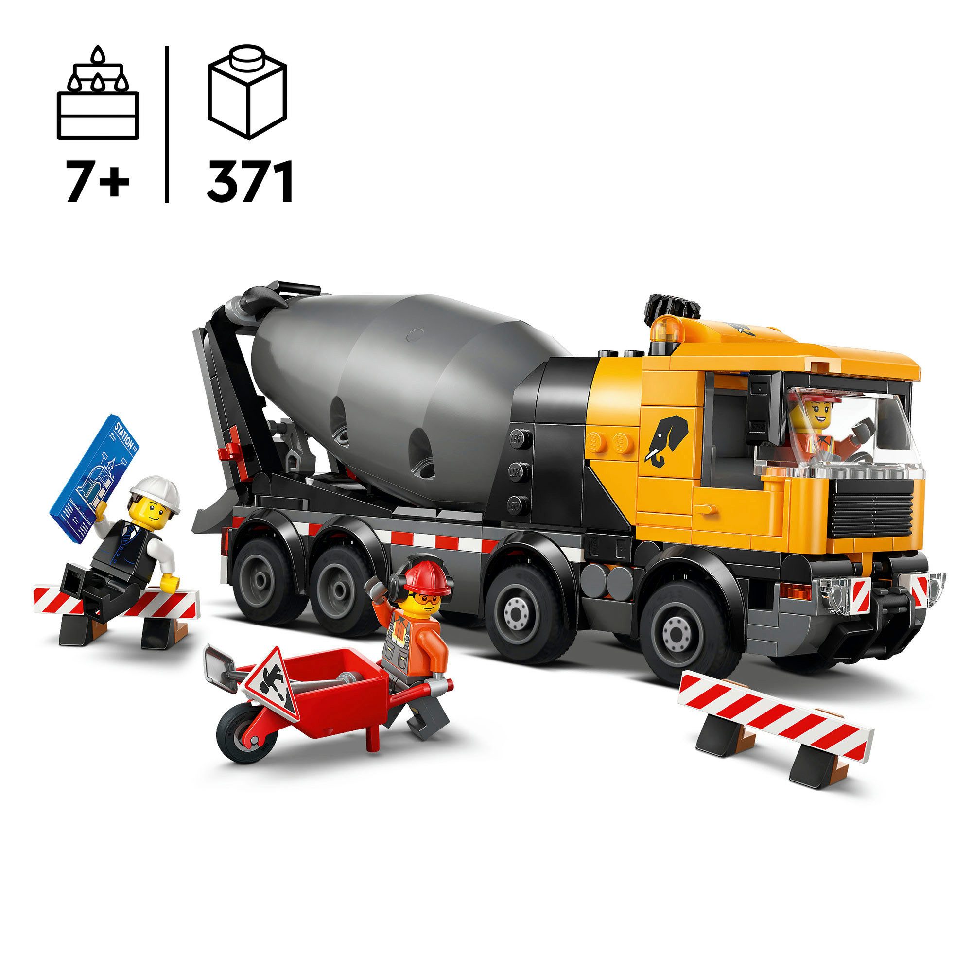 LEGO® Betonmischer (60478), LEGO City Konstruktionsspielsteine, (371 St), Made in Europe