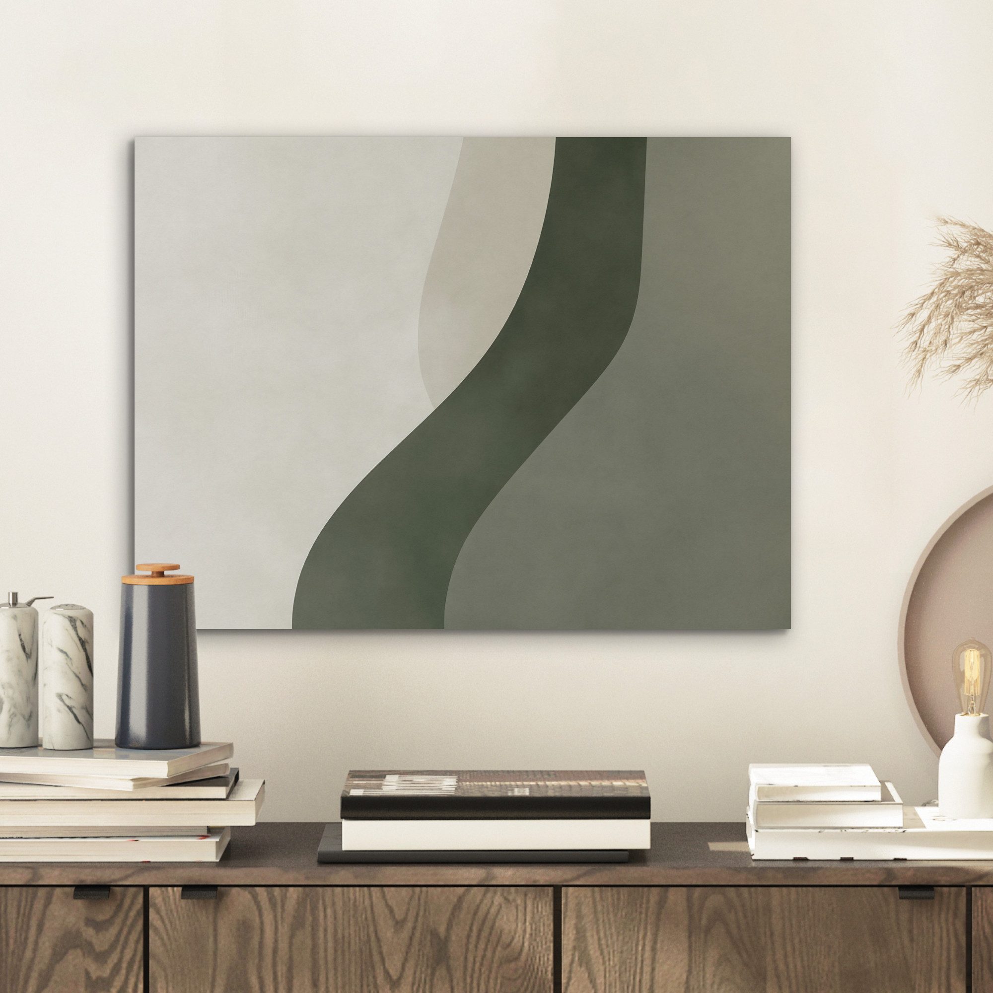 MuchoWow Gemälde Japandi - Grün - Abstrakt - Modern, Fotodruck (1 St), Akus günstig online kaufen