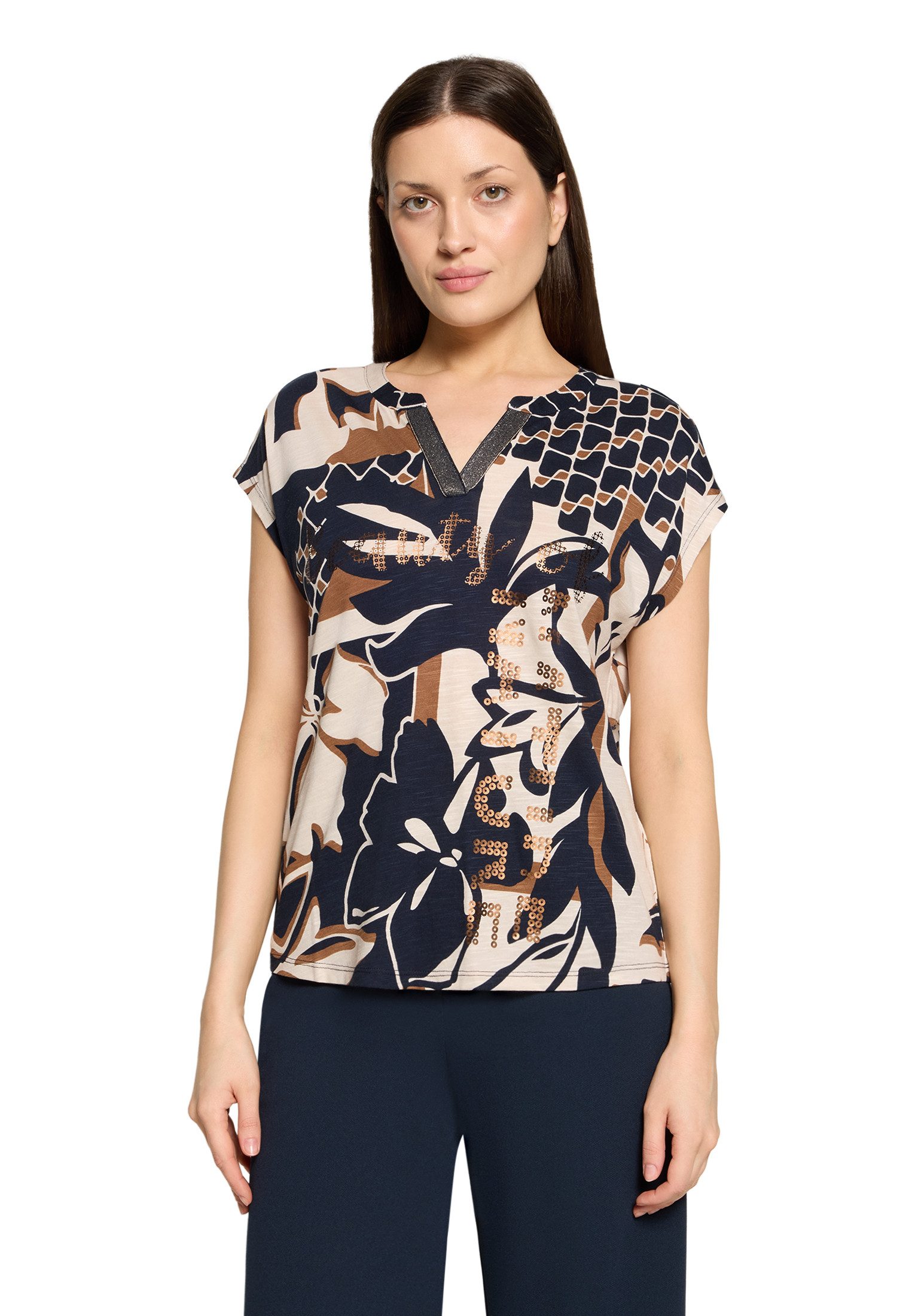 Kurzarmshirt Damen mit Bluseneinsatz