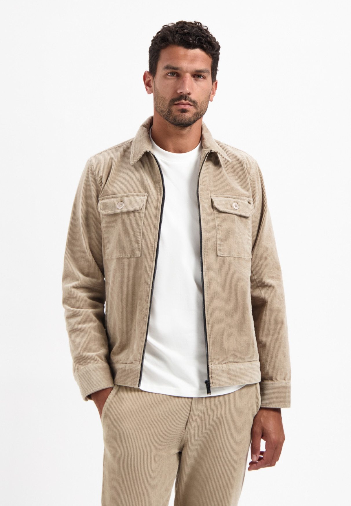 NO EXCESS Langarmhemd No Excess Overshirt aus geripptem Cord