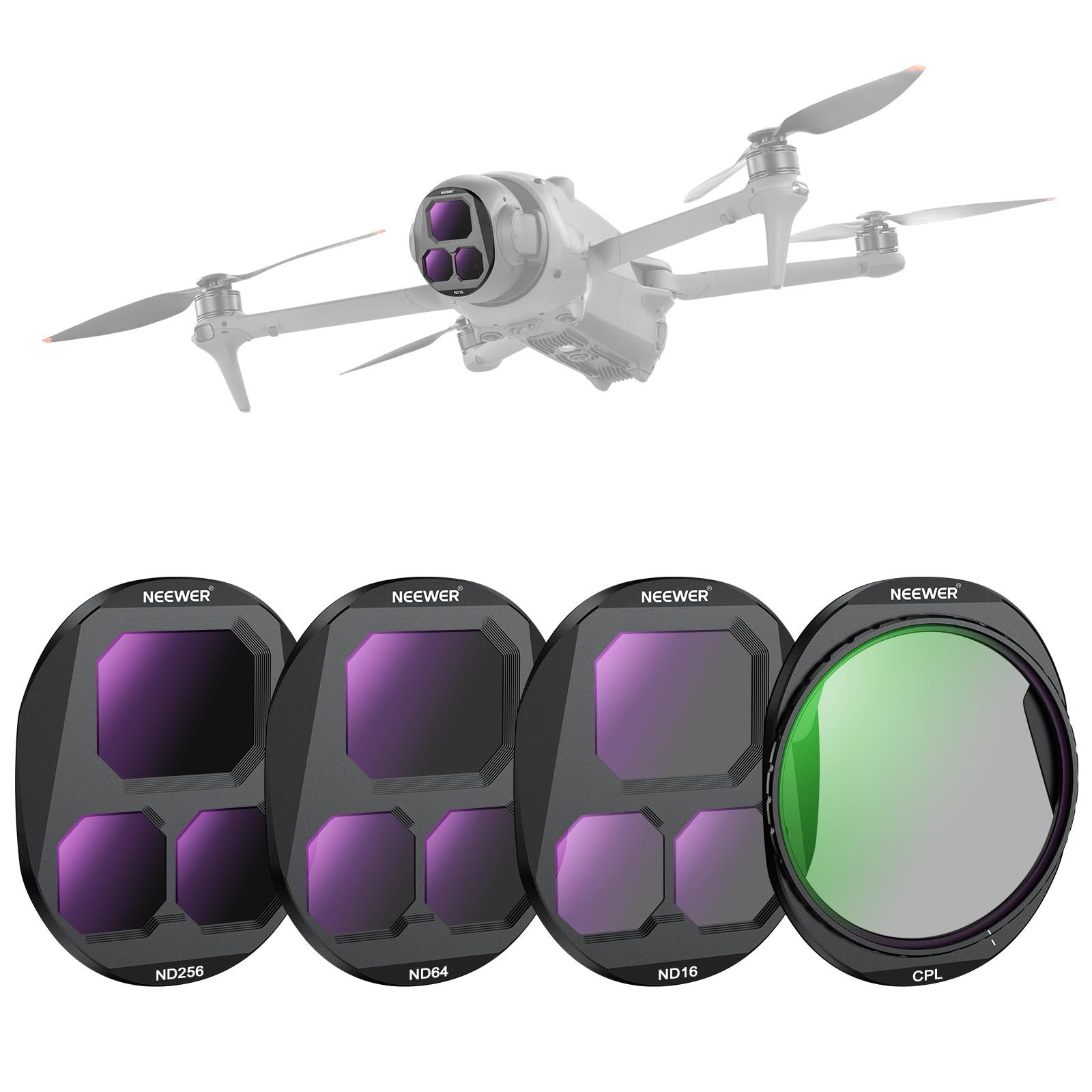 Neewer FL-C12 DJI Mavic 4 Pro Filter-Set, 4-teilig, ND/CPL zirkularer Polfilter (Belichtung/Farbsteuerung)