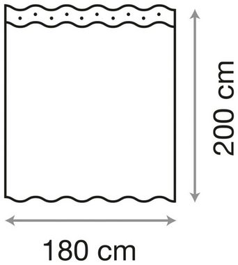 Sanilo Duschvorhang Vanesa Breite 180 cm, wasserdicht, Anti-Schimmel-Effekt, mit Beschwerungsband, 180x200cm