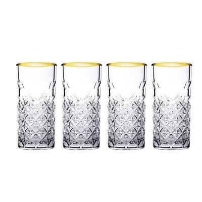 Pasabahce Cocktailglas TIMELESS 4er Set Стаканы для воды Lang 365 ml Стекло-Set Saft GOLD