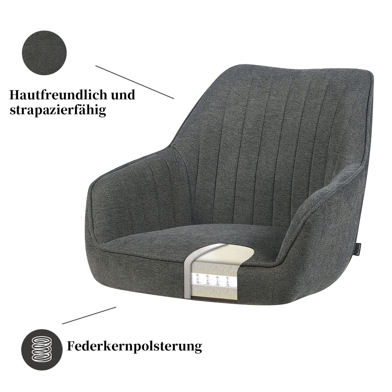 B&D home Polsterstuhl ARVIT (1 St), Federkern, drehbares Metallgestell, mit Armlehnen