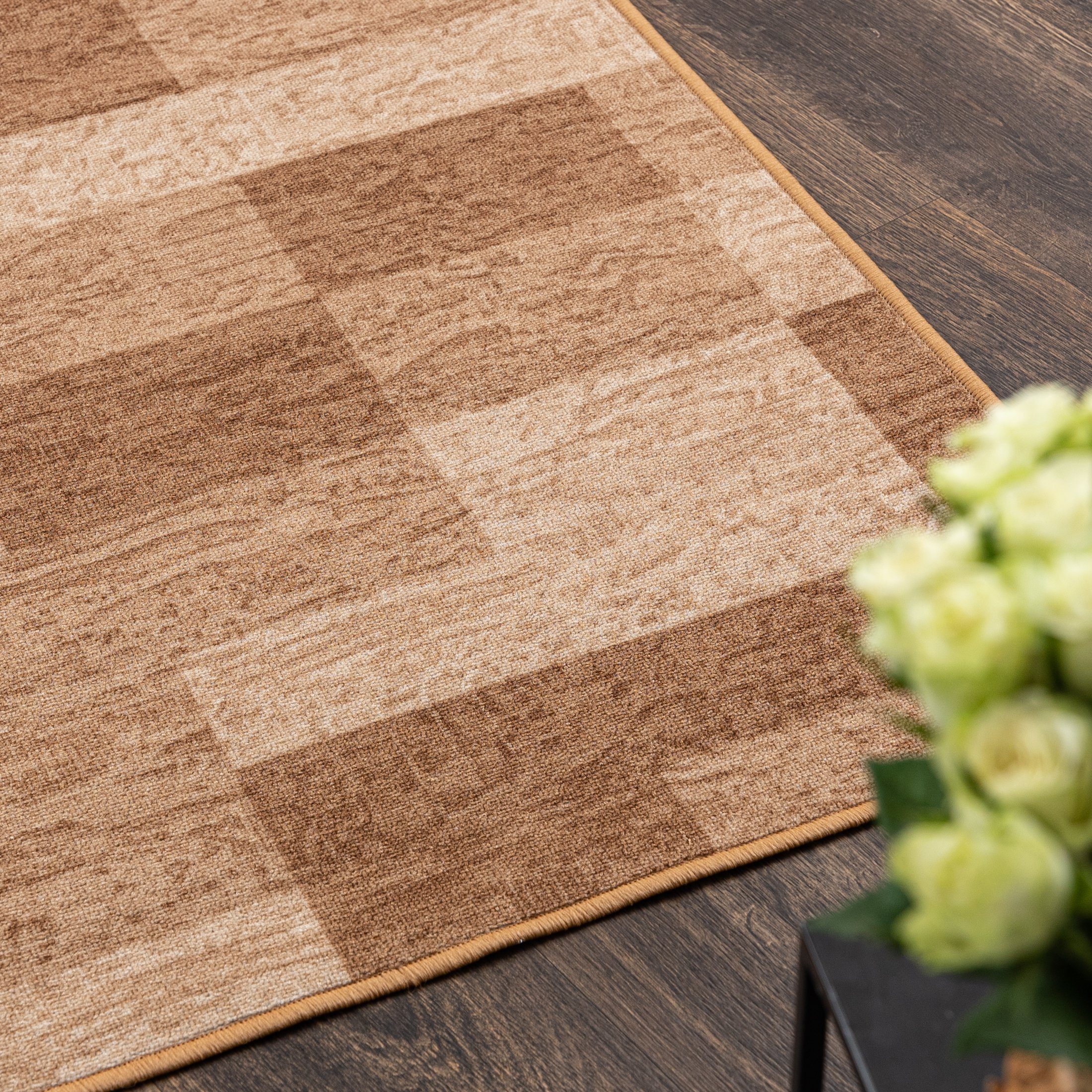 Mazovia Läufer Läufer Teppichläufer Brücke - Vorzimmer Küche - Beige, 67 x 100 cm, Kurzflor, Rutschfest, Meterware, Verschiedene Größen