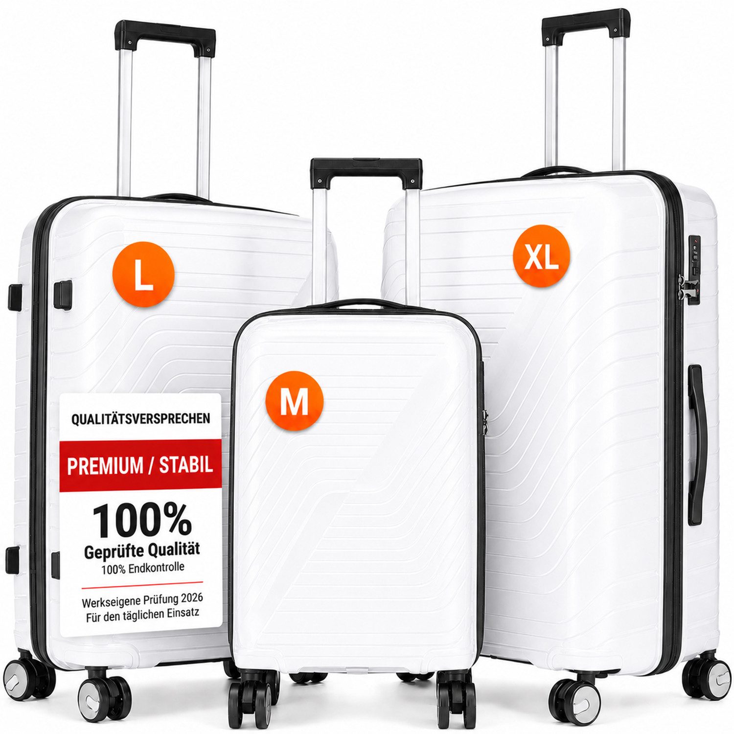oyajia Kofferset Rollkoffer 3-teiliges Set 20 24 28 Zoll aus PP Hartschale, (Reisekoffer Set mit TSA Zahlenschloss & 4 Rollen, 3 tlg., Handgepäckkoffer + Mittelgroß + XL Trolley Set), Leichtes Trolley Set für Urlaub Business Reisen