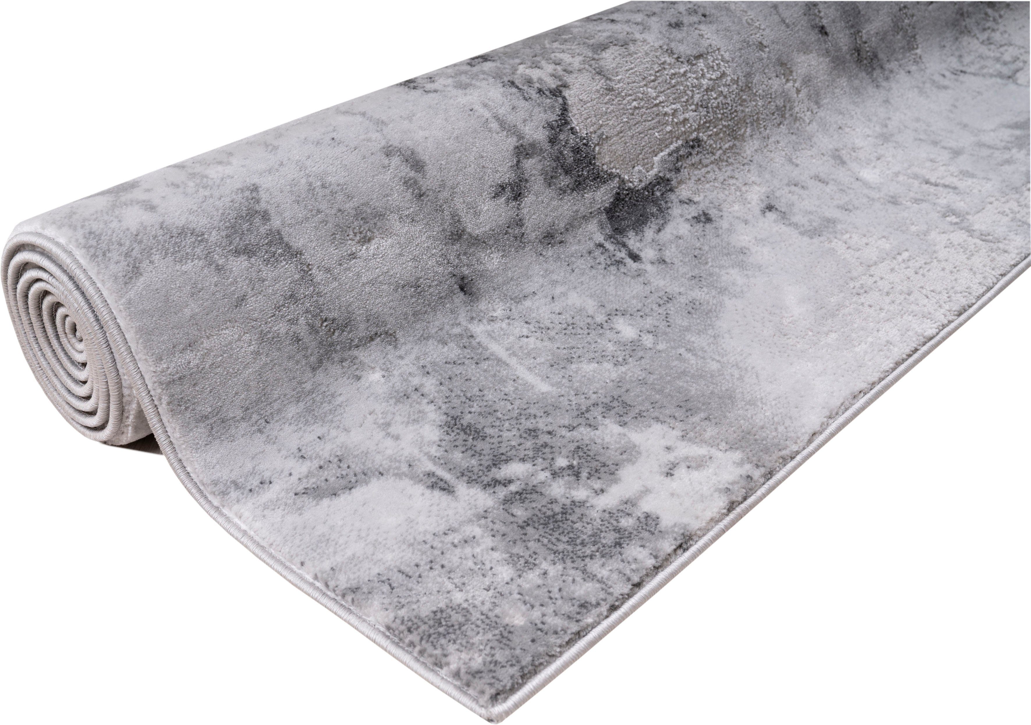 Hoch-Tief-Struktur, Höhe: Teppich Auri, 12 Marmor-Design mm, Kurzflor, andas, Vintage, pflegeleicht, grau rechteckig,