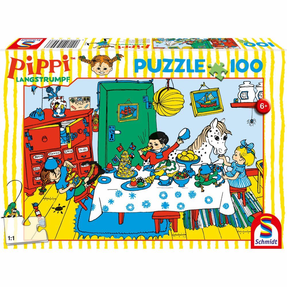 Schmidt Spiele Puzzle Kaffeekränzchen mit Pippi 100 Teile, 100 Puzzleteile | Puzzle