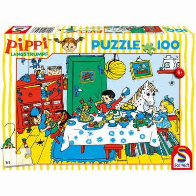 Schmidt Spiele Puzzle Kaffeekränzchen mit Pippi 100 Teile, 100 Puzzleteile