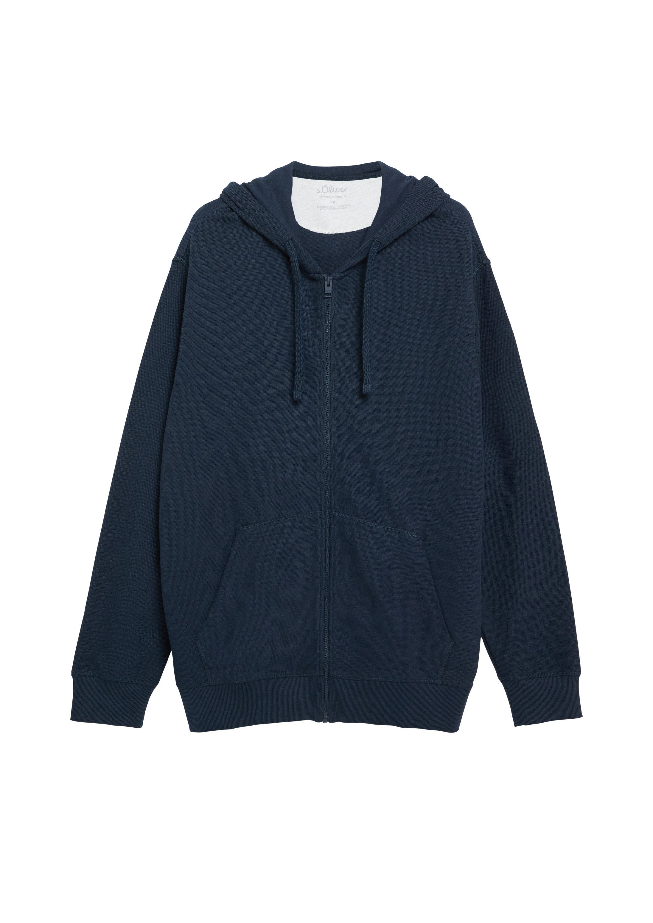 s.Oliver Sweatjacke Sweatshirt Jacke Kapuzensweatjacke in Waffelpiqué