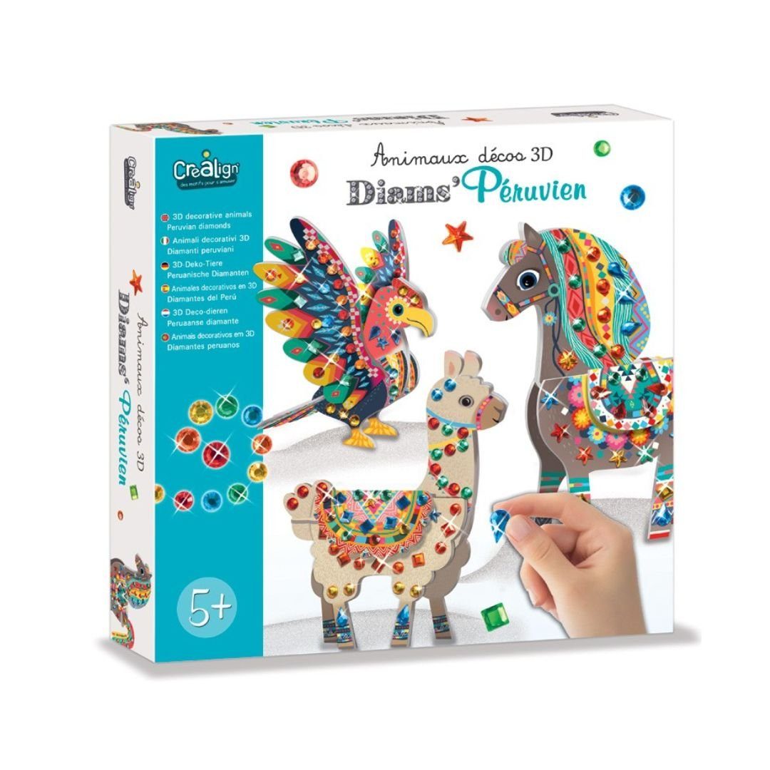 suebidou Kreativset Bastelset 3D-Deco-Tiere „Peruanische Diamanten“ für Kinder