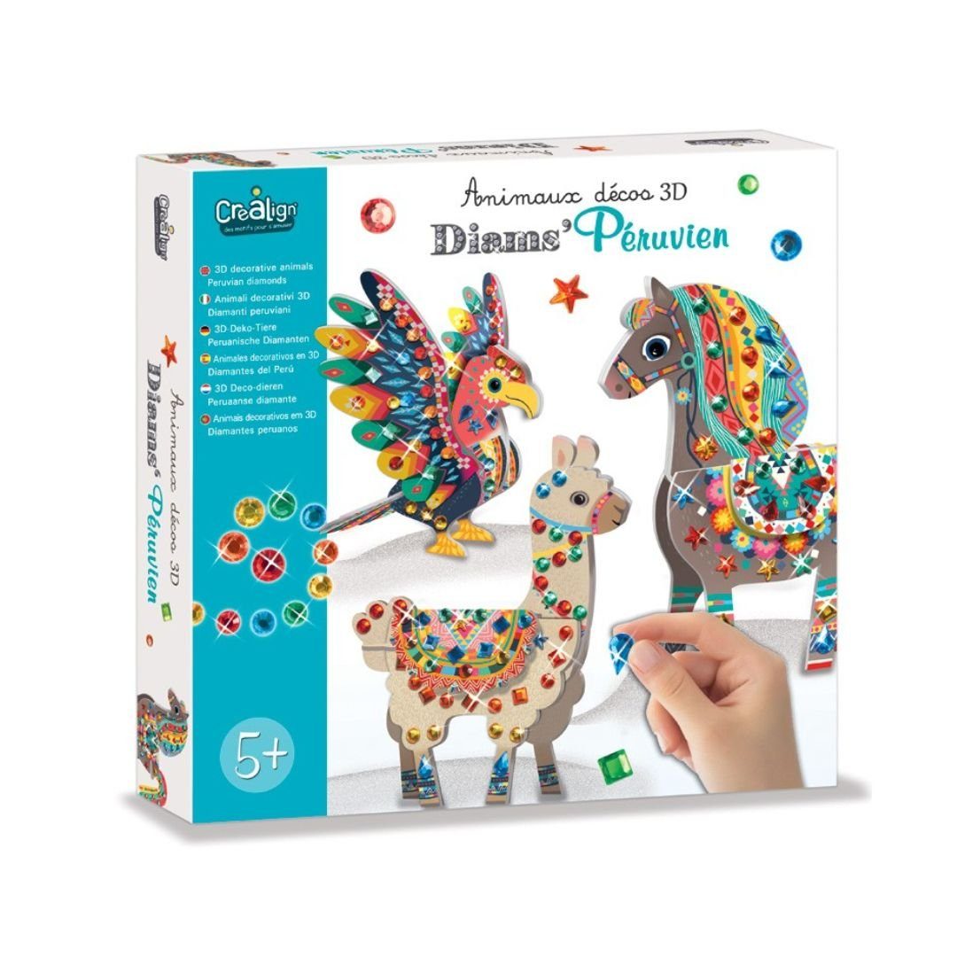 suebidou Kreativset Bastelset 3D-Deco-Tiere 'Peruanische Diamanten' Gestalten für Kinder