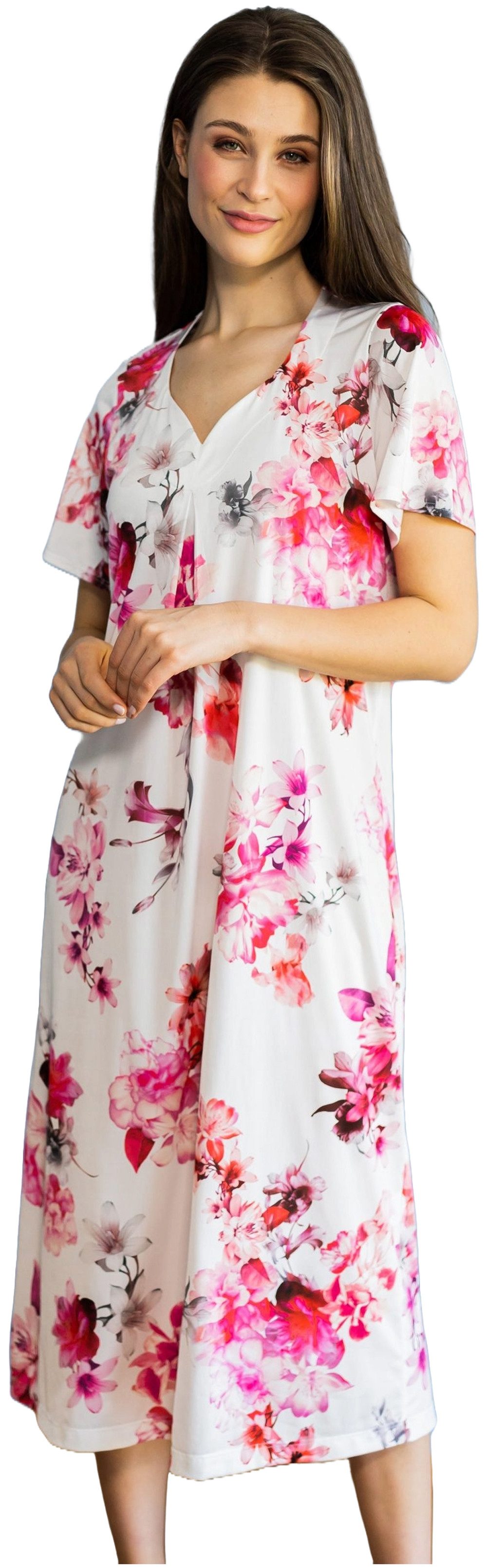 HUTSCHREUTHER Nachthemd Damen Schlafshirt mit kurzem Arm (1-tlg) feminines Design