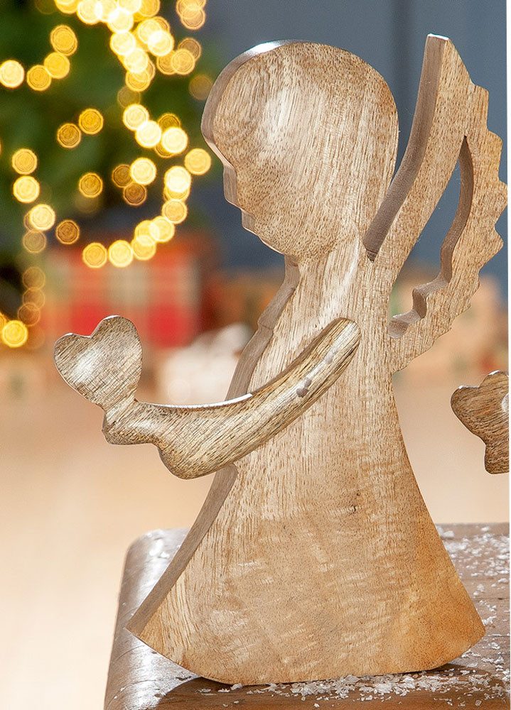 GILDE Engelfigur Holz Engel Herzlich (2 Stück)