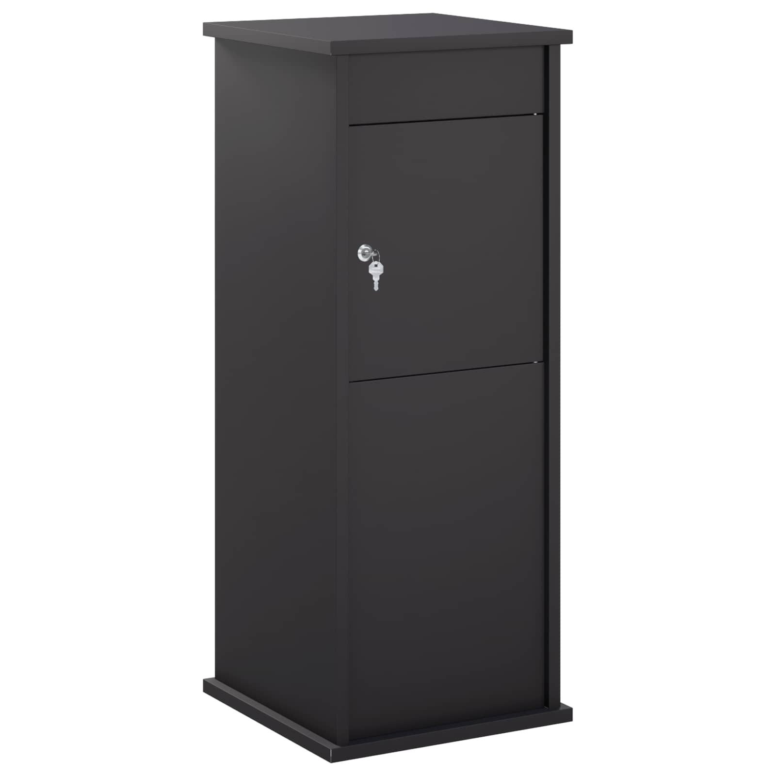 vidaXL Briefkasten 40 x 40 x 100 cm Briefkasten Schwarz 40x40x100 cm Stahl Abschließbar