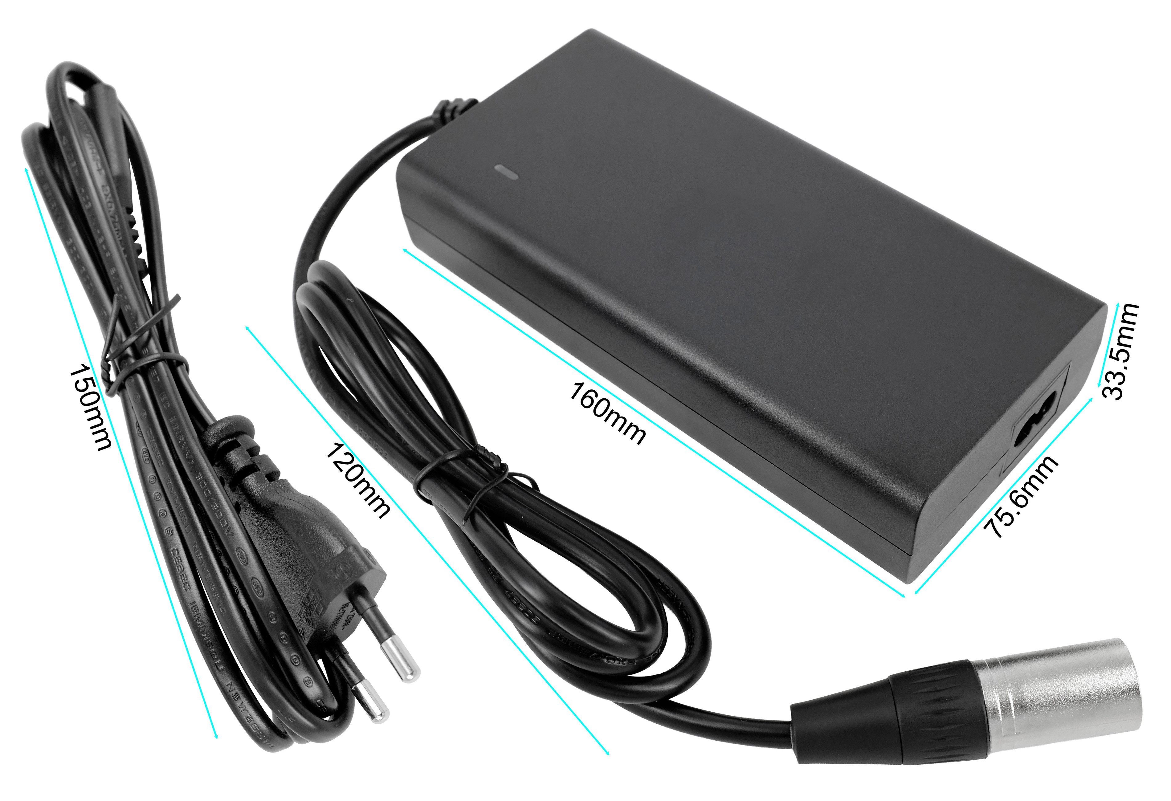 PowerSmart Batterie-Ladegerät (42V 3A für 36V Li-Ionen E-Bike Akkus, XLR-4-Pin-Anschluss) – Bild 2 von 5