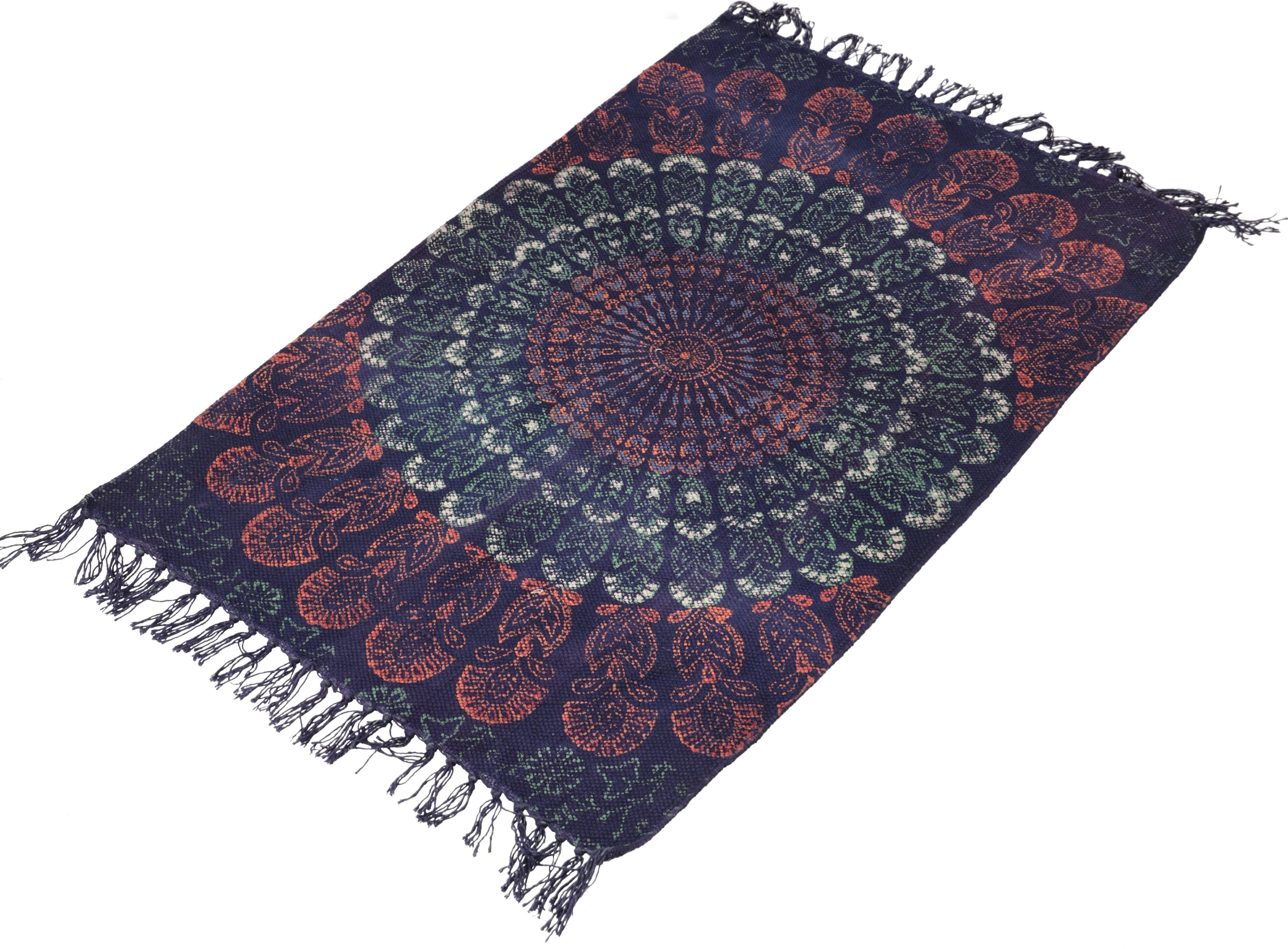 Guru-Shop Teppich Bunte Bodenmatte, kleiner bedruckter Teppich,.., Höhe: 90 mm
