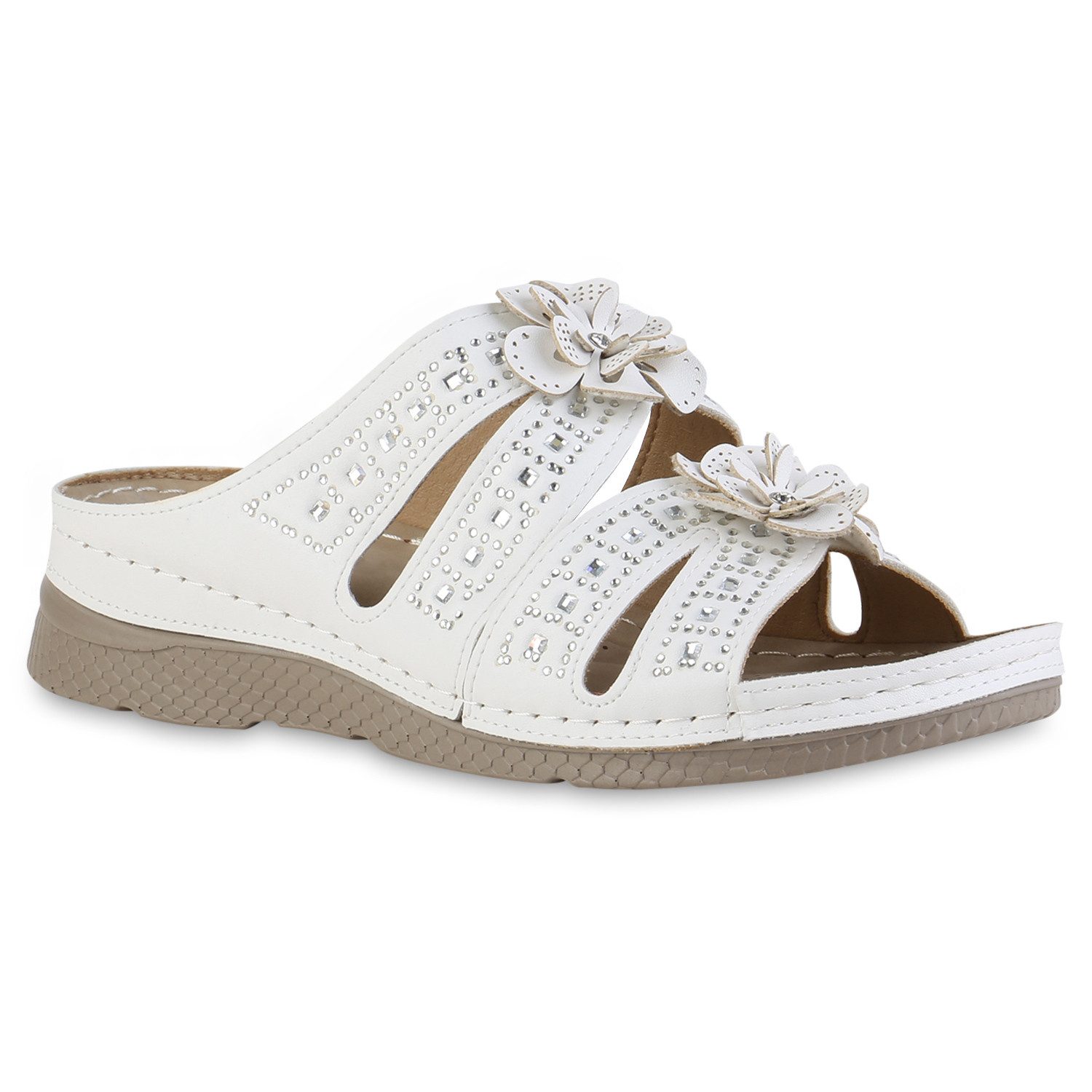 VAN HILL 841606 Sandale Damen Komfort Sandalen Bequeme Blumen Strass Cut-Ou günstig online kaufen