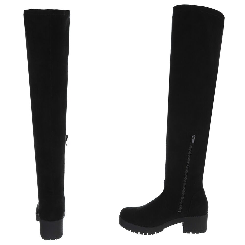 Ital-Design Elegante Overknee-Stiefel für Damen mit rutschfester Sohle Overkneestiefel (90827501) Blockabsatz Stiefel in Schwarz – Bild 5 von 5