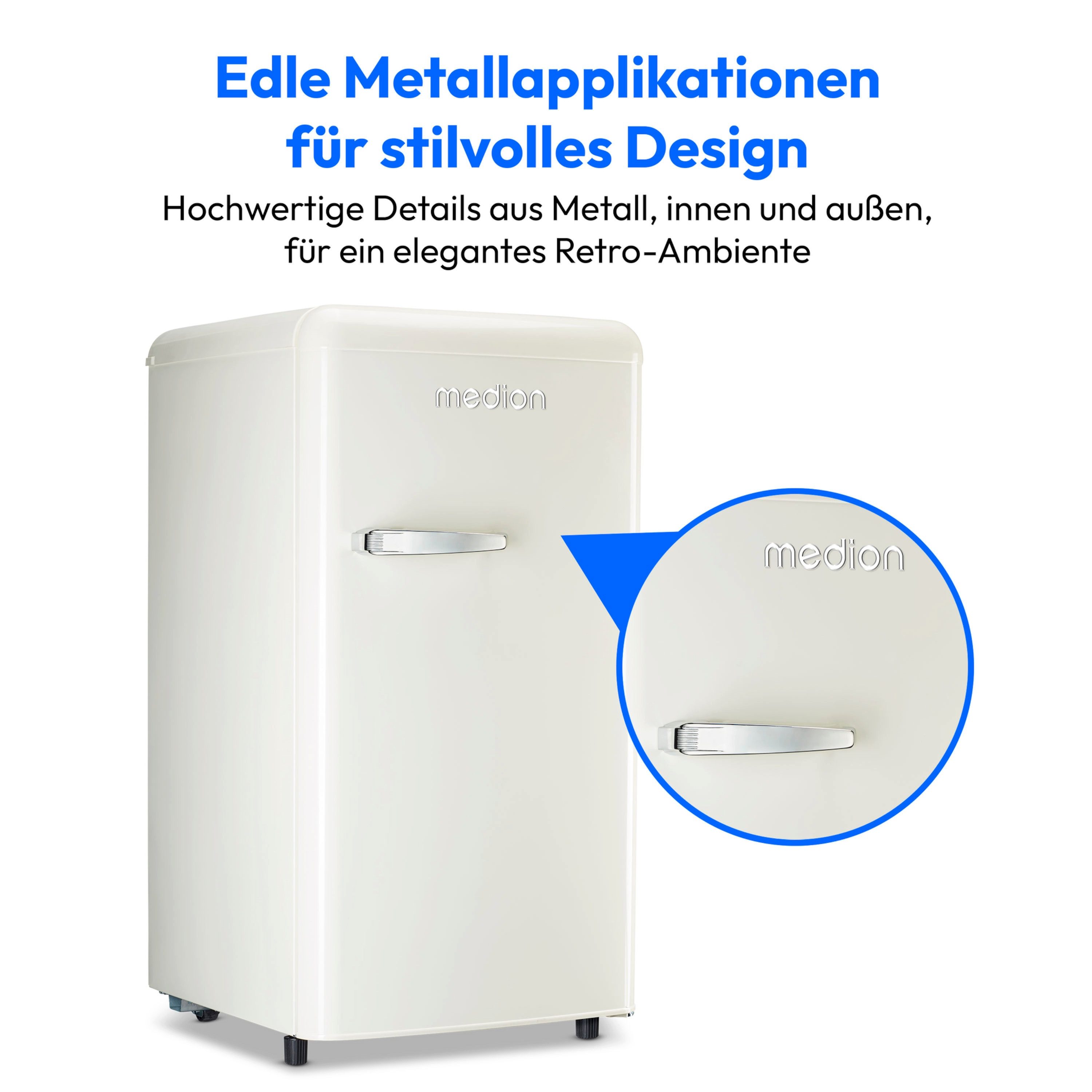Medion® Kühlschrank MD37800, 91 cm hoch, 48 cm breit, 91 Liter Kühlraum, 38 dB, höhenverstellbare Füße, Kältemittel: R600a