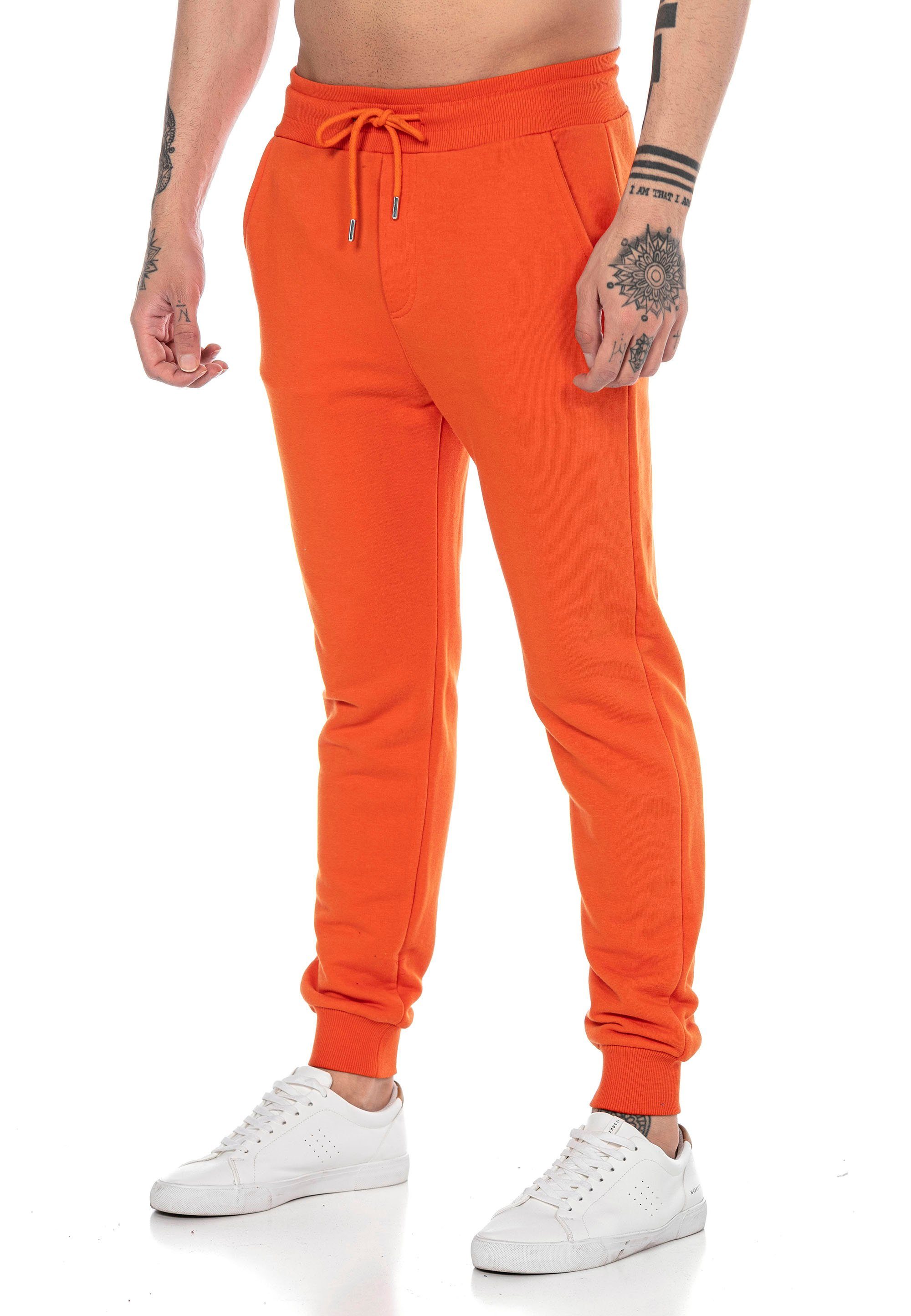 RedBridge Jogginghose mit High Bund Quality Orange Jogger Brandlogo elastischer