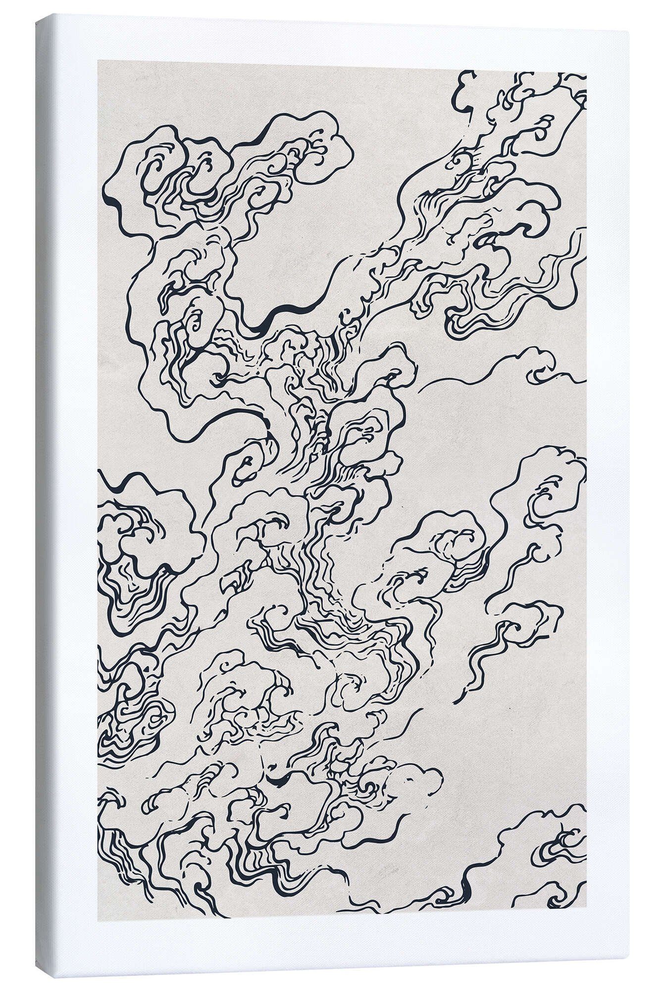 Posterlounge Leinwandbild Mori Yūzan, Wolken, Wohnzimmer Japandi Illustration