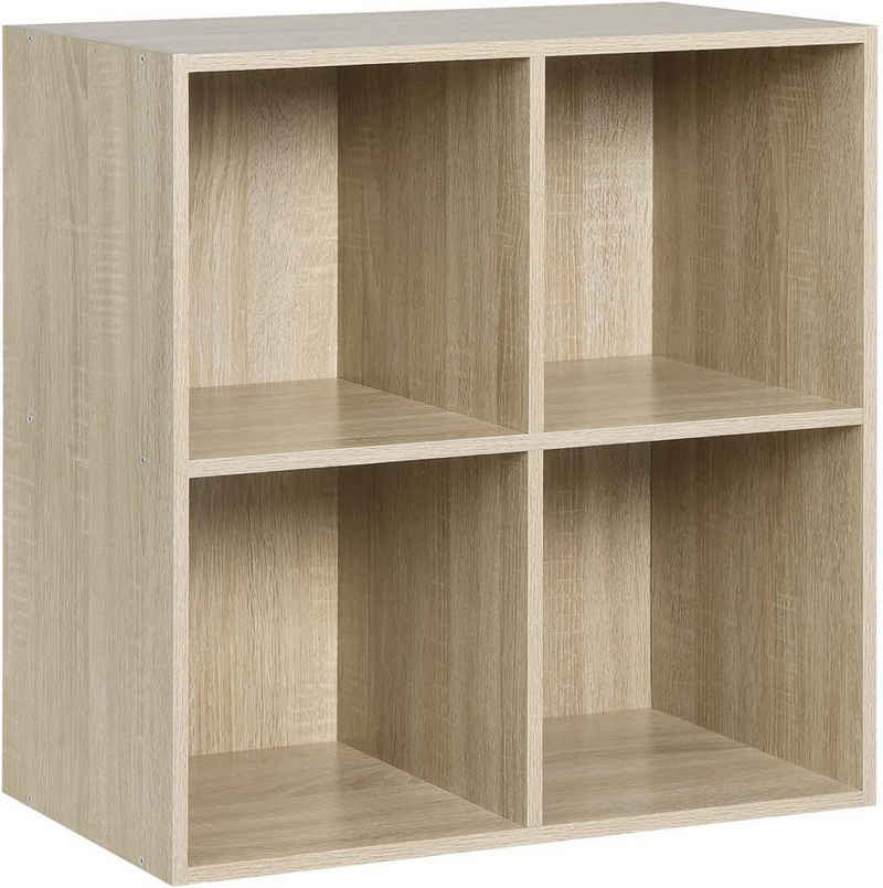 Woltu Bücherregal, 1-tlg., Würfelregal 4 Fächer aus MDF 60x30x60cm Eiche